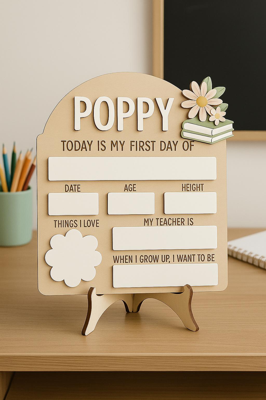 Reusable First Day of School Board Sign, Personalized Back to School Sign with Name, Keepsake Reusable School Milestone Photo Prop