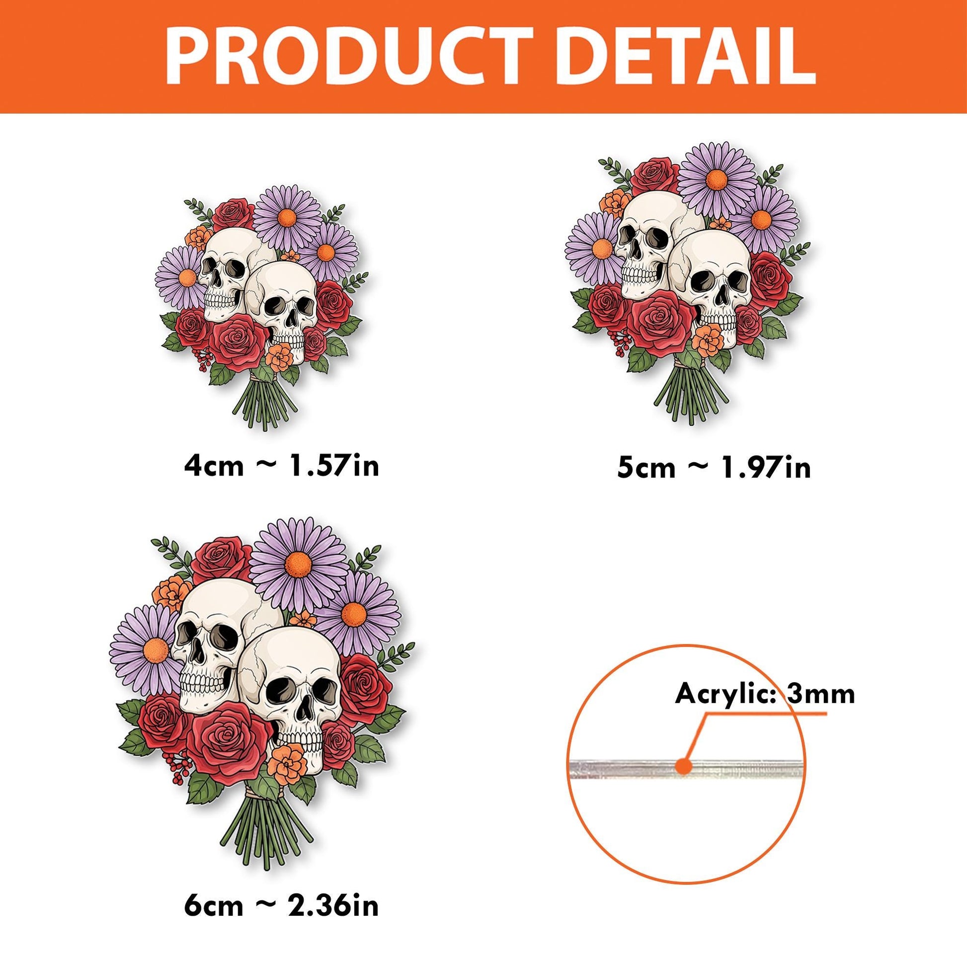Floral Skull Badge Reel – Retractable ID Holder for Nurses & Professionals, Gothic Flower Badge Clip, Halloween Office Gift