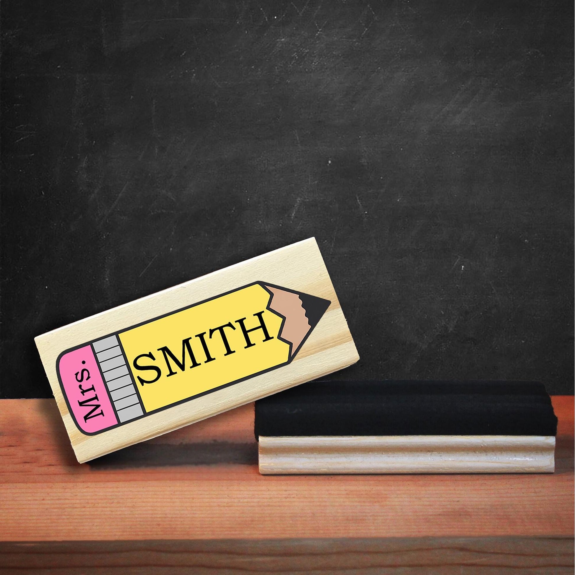 Personalized Teacher Whiteboard Eraser, Pencil Design with Custom Name, Cute Classroom Gift for Educators, Back to School Supplies, Teachers