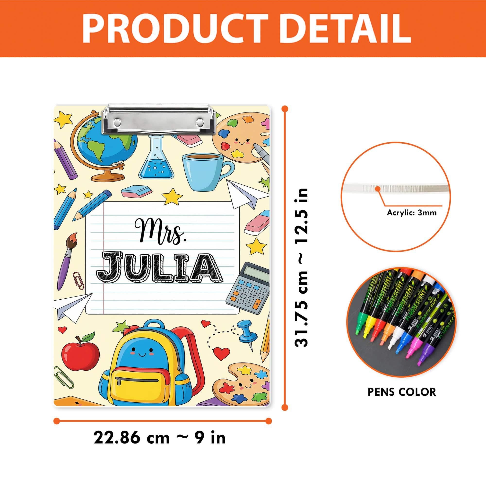 COMBO Teacher Clipboard and Badge Reel Set, Personalized Clipboard, Let Kindness Bloom, Custom Teacher Gift, Back to School Supplies