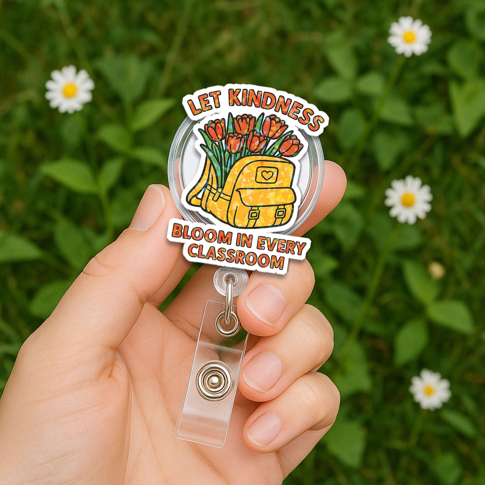 COMBO Teacher Clipboard and Badge Reel Set, Personalized Clipboard, Let Kindness Bloom, Custom Teacher Gift, Back to School Supplies