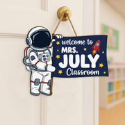 Astronaut Welcome Sign, Space Classroom Decor, Teacher Door Sign, Custom Name Sign, Back to School Gift, Outer Space Theme