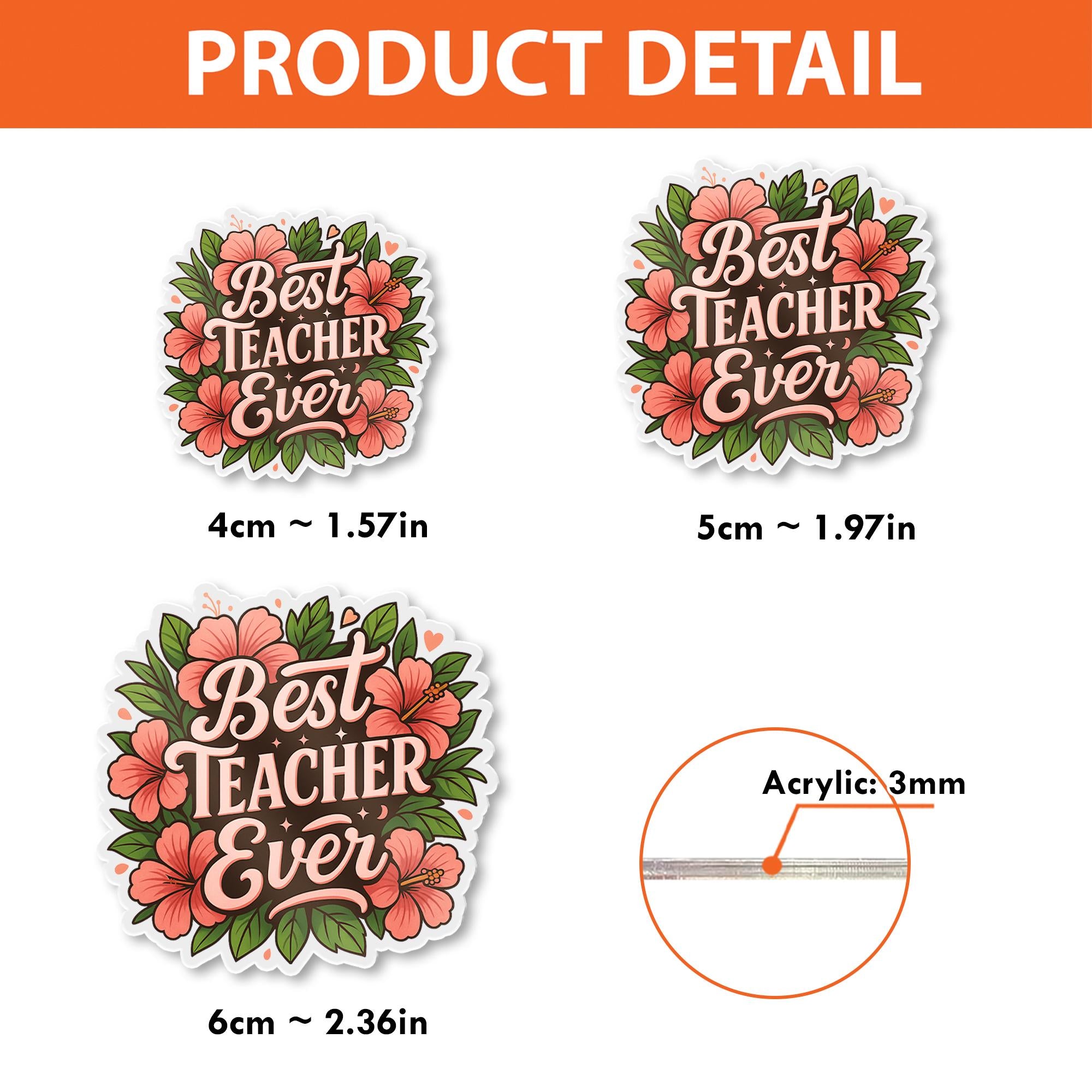 Floral Best Teacher Ever Badge Reel | Cute Teacher ID Clip | Teacher Appreciation Gift | Retractable Name Badge Holder