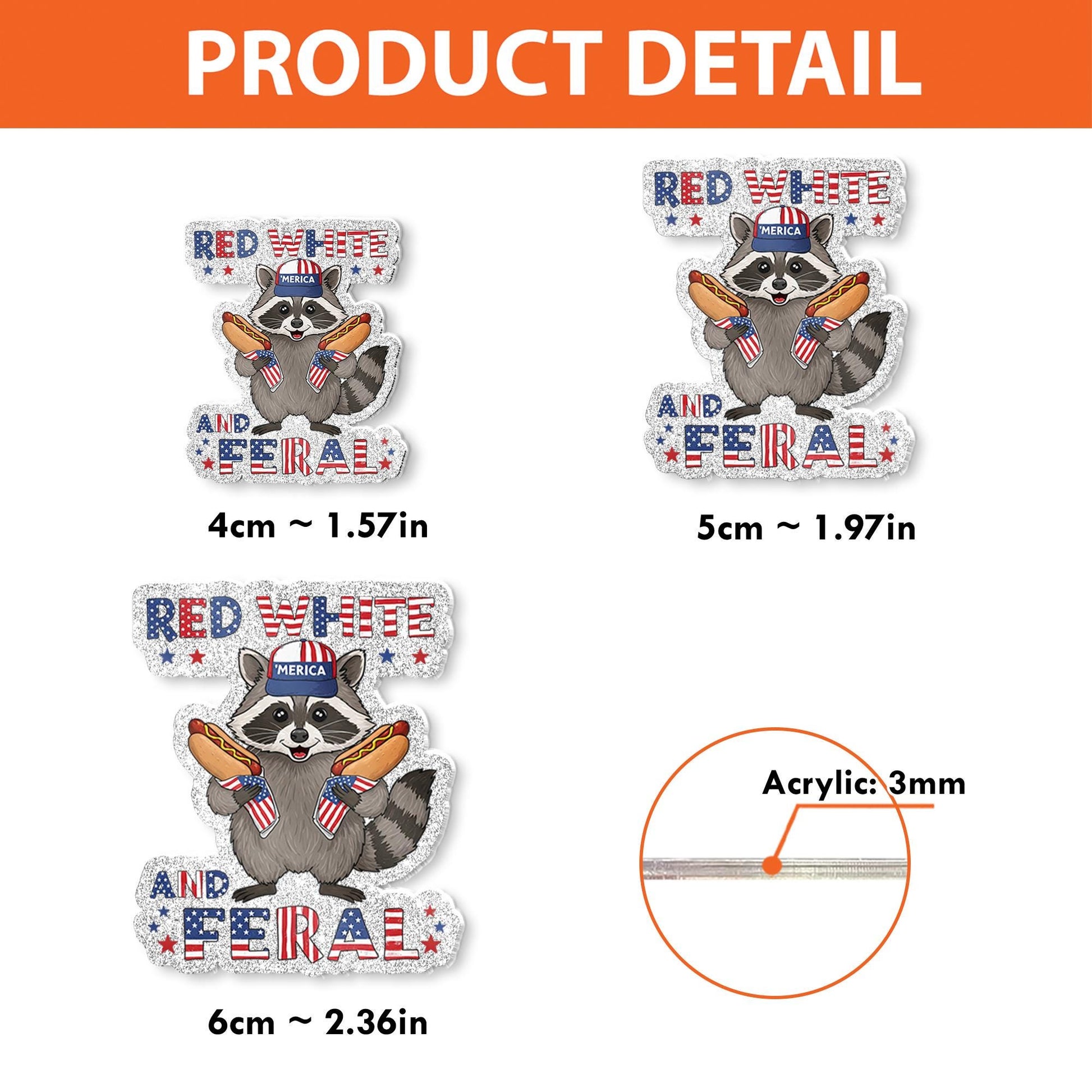 Red White and Feral Raccoon Badge Reel – Funny Patriotic ID Holder, 4th of July Nurse Gift, Cute USA Animal Work Accessory, Doctor Gift