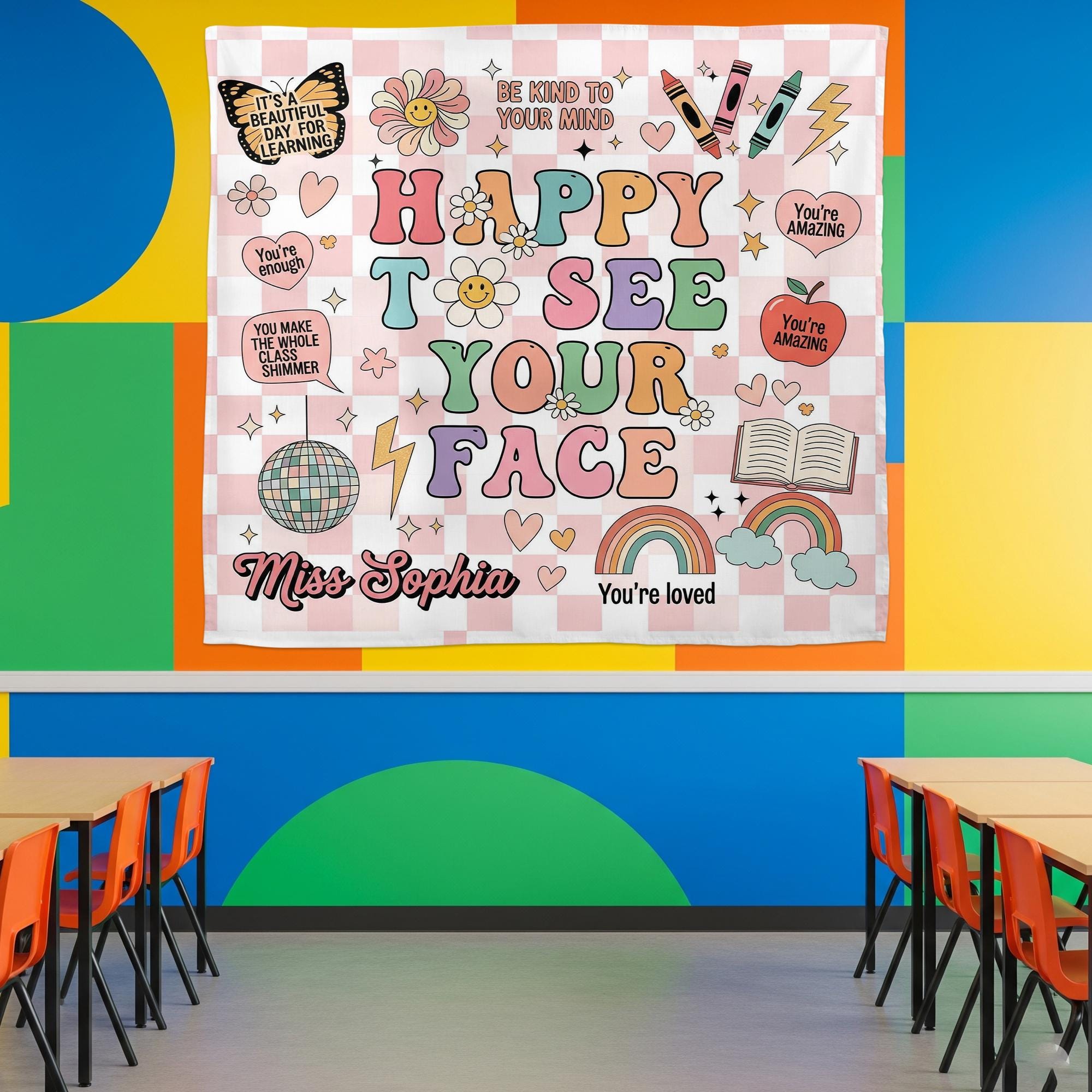 Custom Teacher Tapestry Classroom Tapestries, Custom Teachers Name Gift Classroom Banner, Teacher Appreciation Gifts, Back To School Gift
