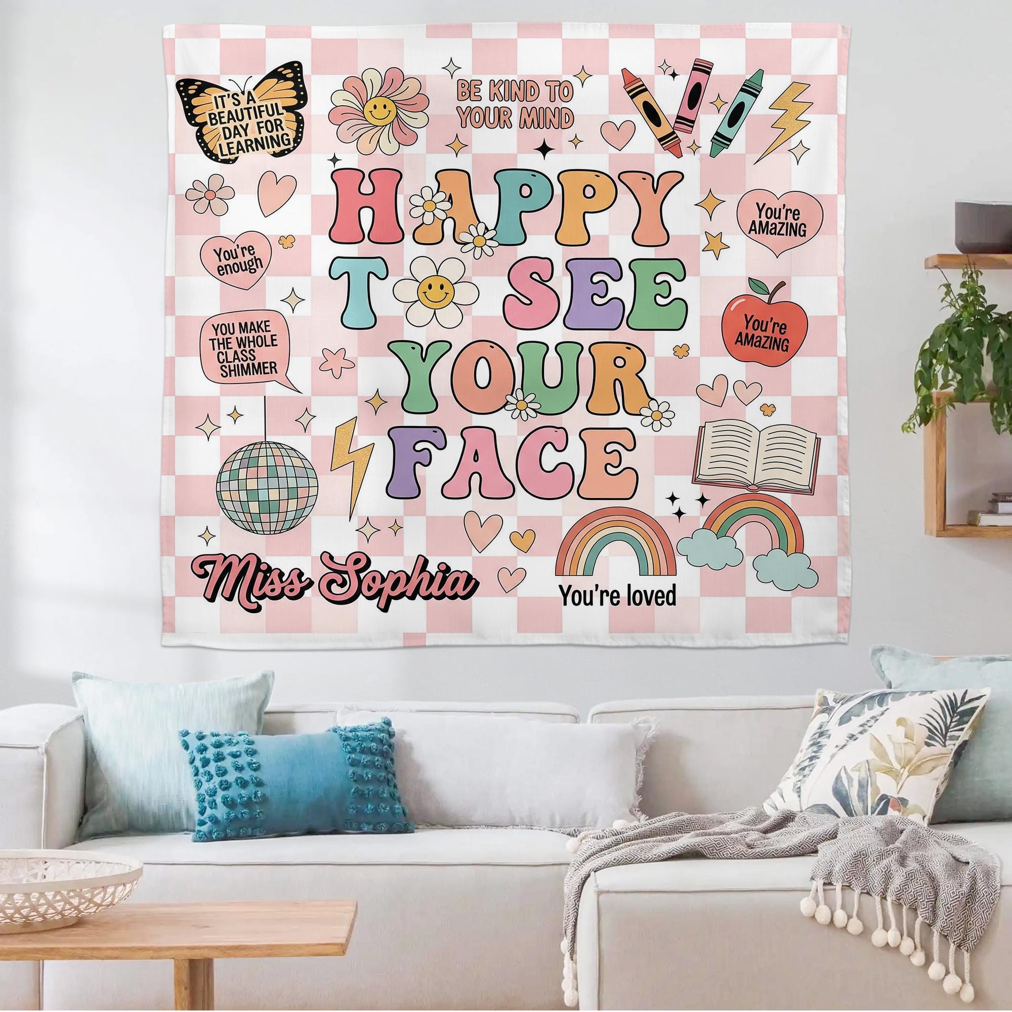 Custom Teacher Tapestry Classroom Tapestries, Custom Teachers Name Gift Classroom Banner, Teacher Appreciation Gifts, Back To School Gift