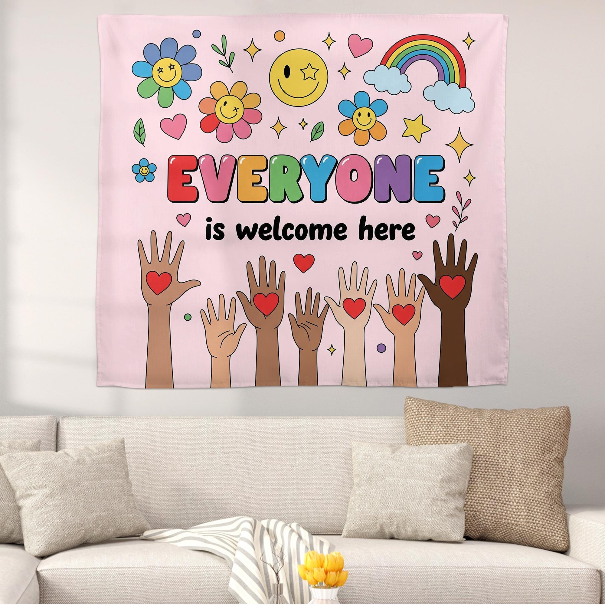 Teacher Tapestry Everyone is Welcome Here Classroom Tapestries, Teachers Gift, Inclusion Gift, Teacher Appreciation Gift, Back To School