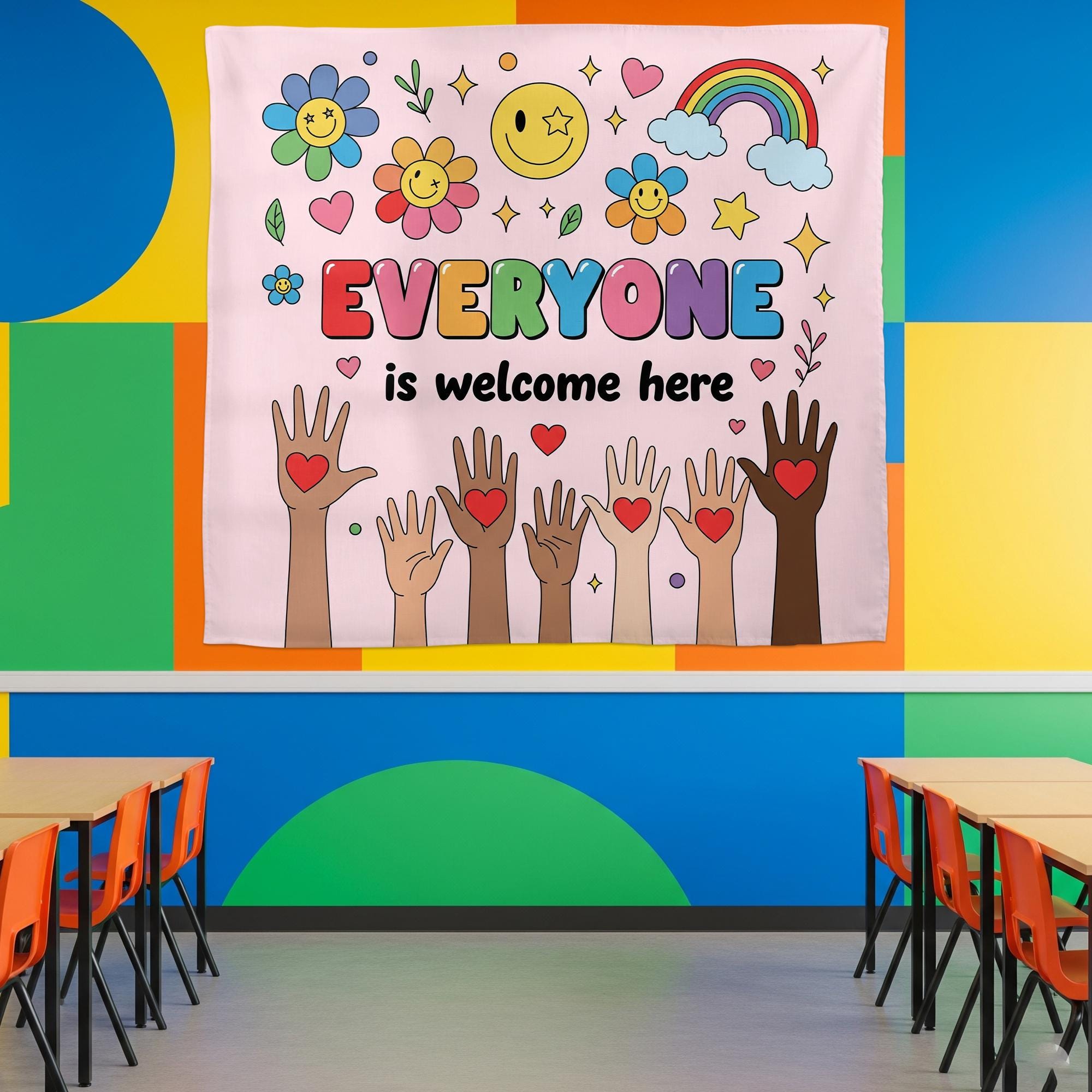 Teacher Tapestry Everyone is Welcome Here Classroom Tapestries, Teachers Gift, Inclusion Gift, Teacher Appreciation Gift, Back To School