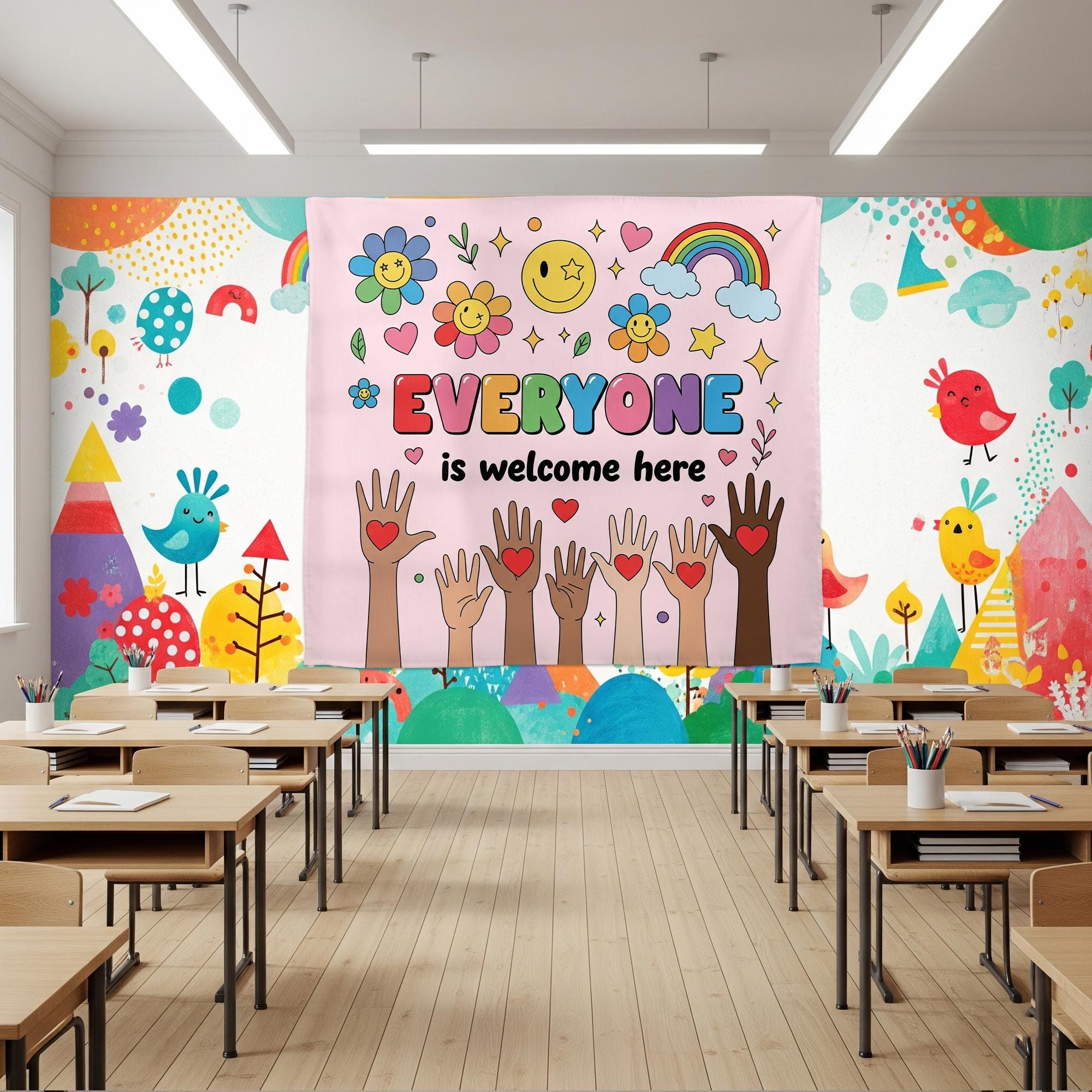 Teacher Tapestry Everyone is Welcome Here Classroom Tapestries, Teachers Gift, Inclusion Gift, Teacher Appreciation Gift, Back To School