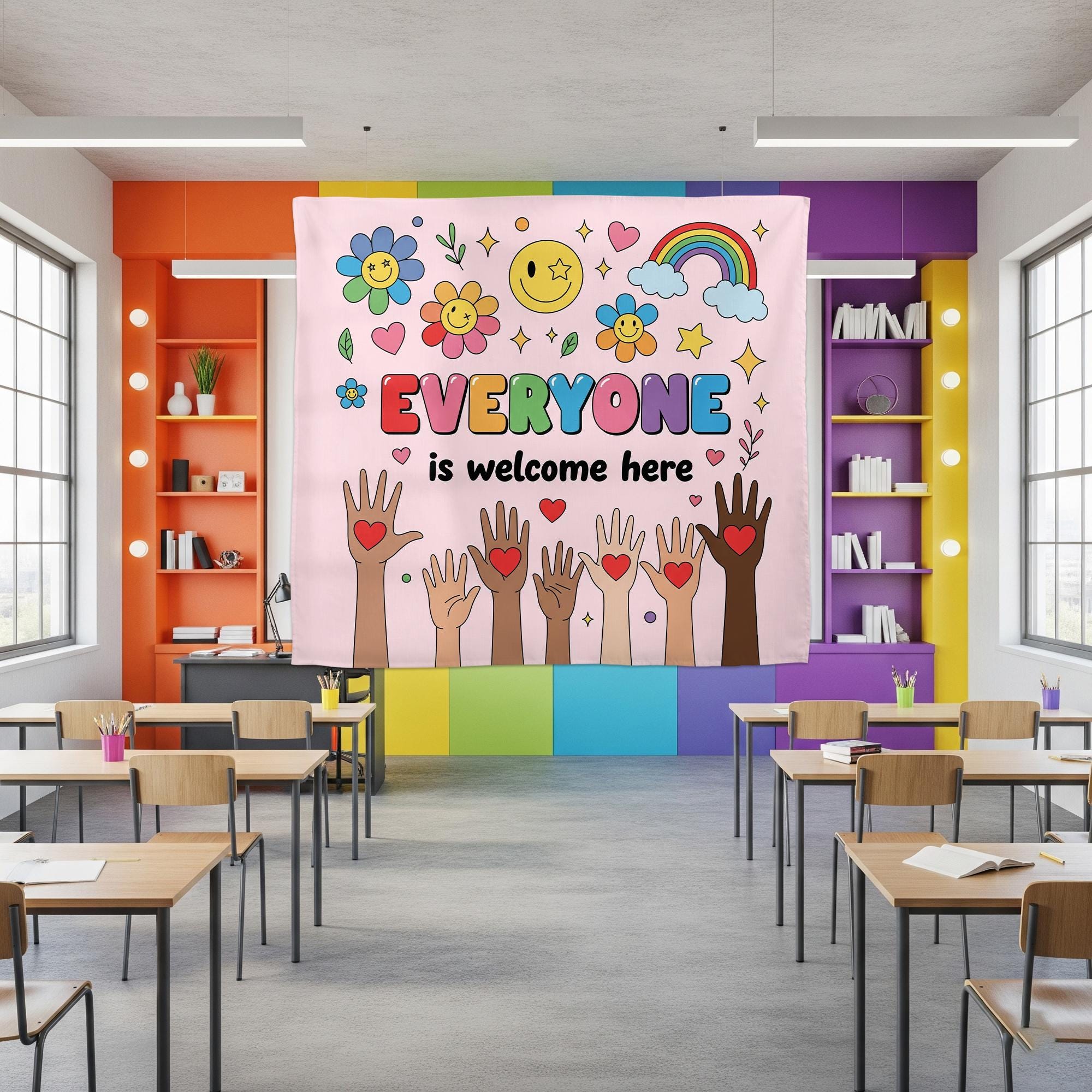Teacher Tapestry Everyone is Welcome Here Classroom Tapestries, Teachers Gift, Inclusion Gift, Teacher Appreciation Gift, Back To School