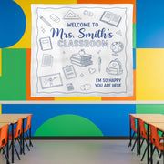 Personalized Teacher Classroom Tapestry, Teachers Name Classroom Banner, Groovy Classroom Decor, Gift for Teacher, Back to School Tapestry