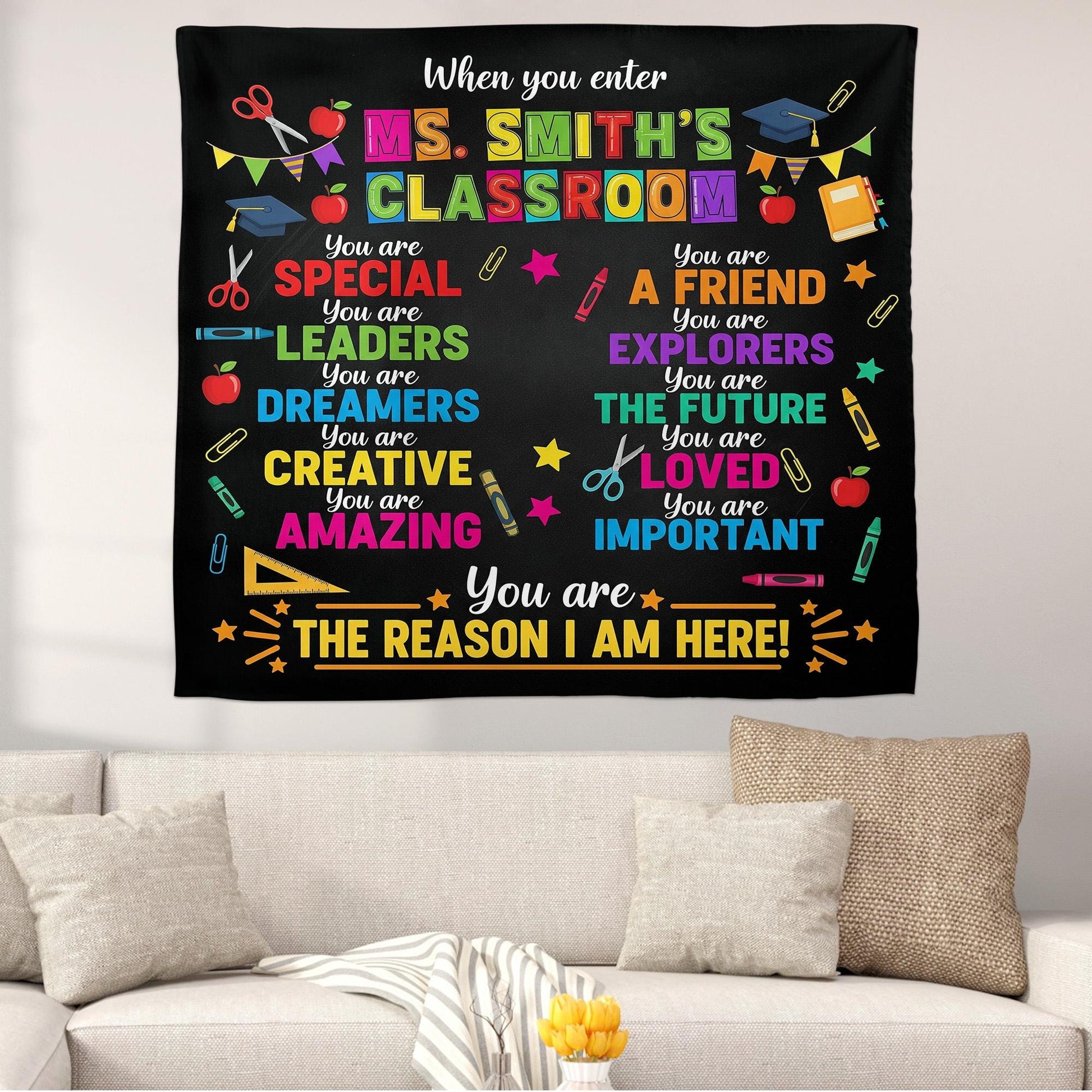 When You Enter This Classroom Tapestry Personalized Teacher Wall Decor Custom School Rules Positive Inspirational Teacher Appreciation