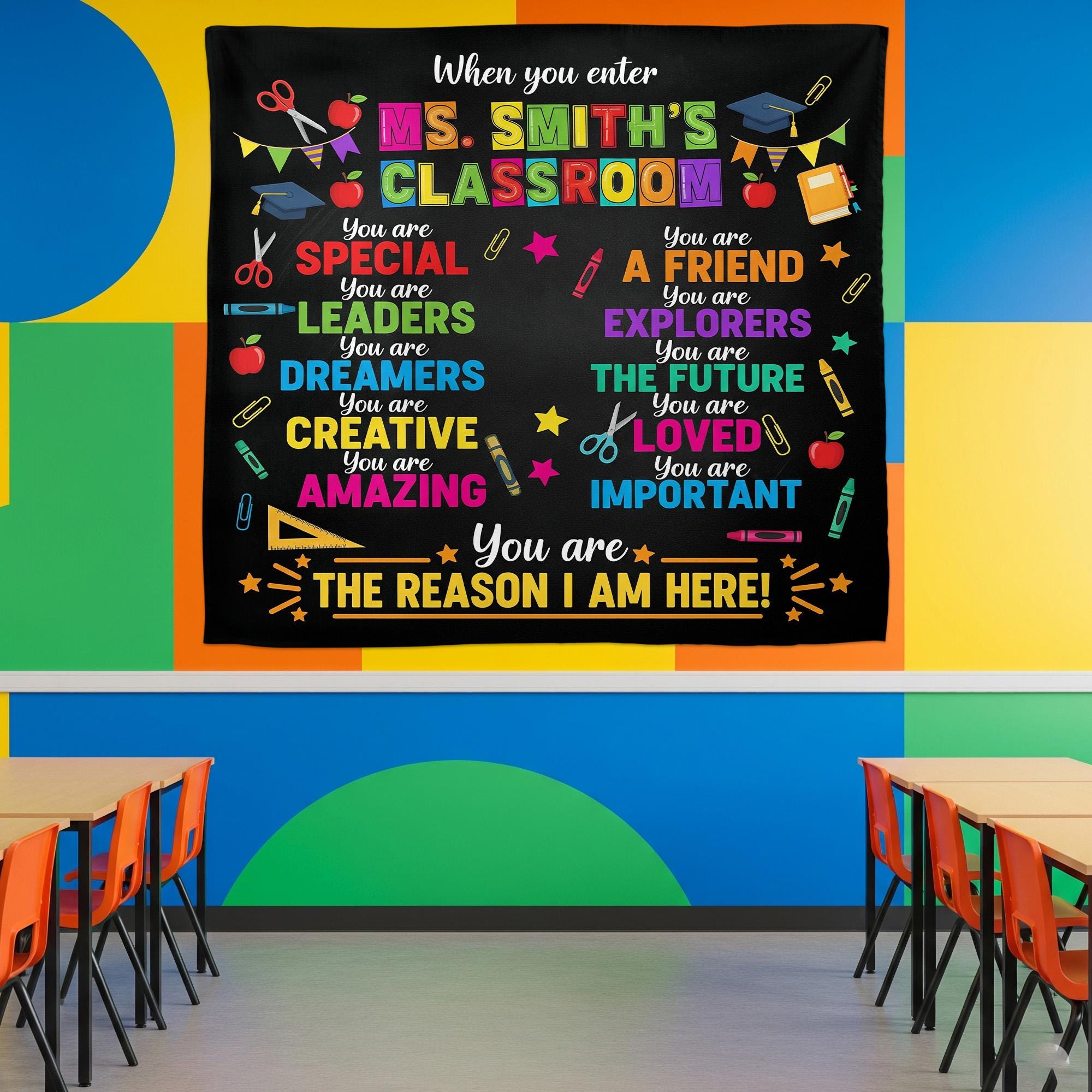 When You Enter This Classroom Tapestry Personalized Teacher Wall Decor Custom School Rules Positive Inspirational Teacher Appreciation