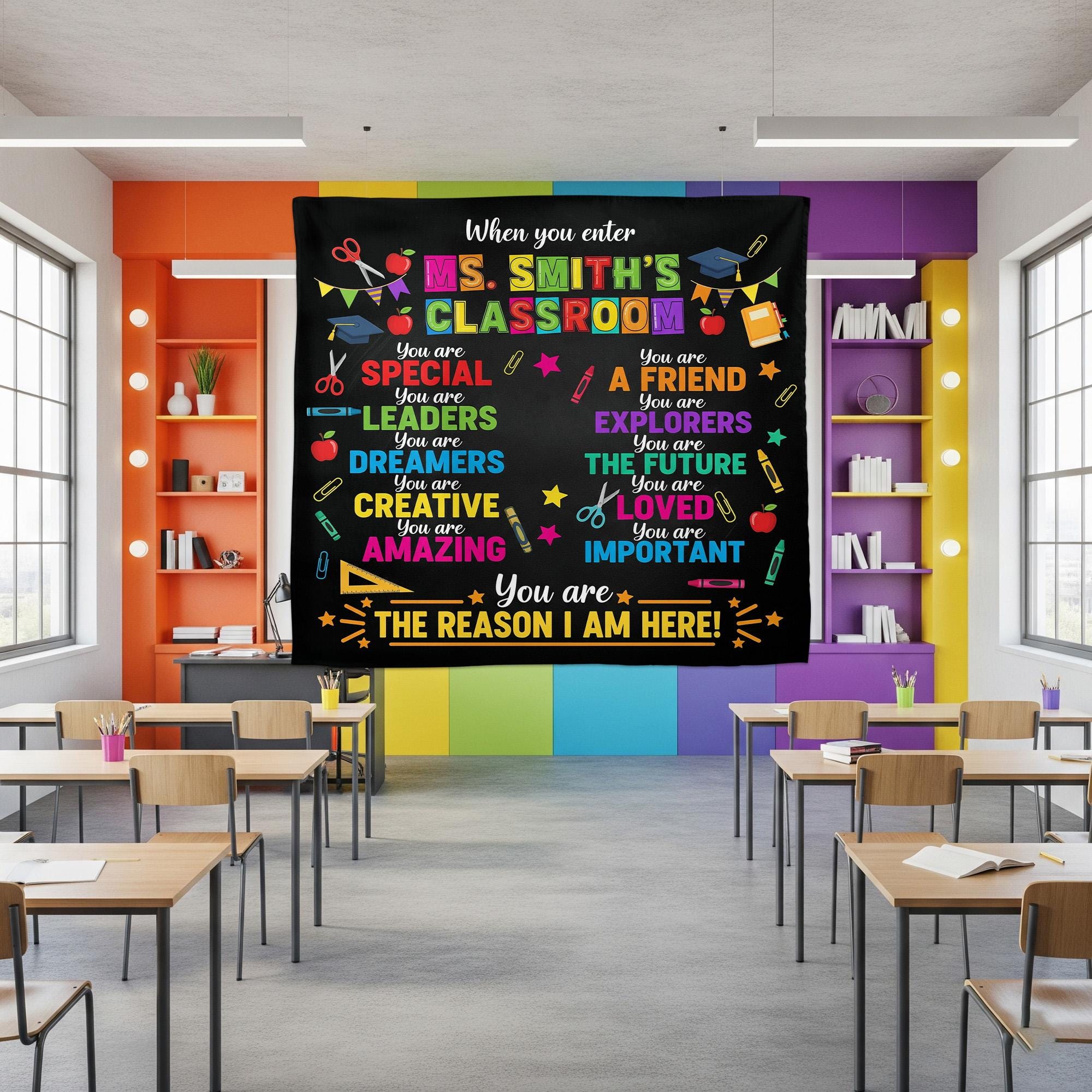 When You Enter This Classroom Tapestry Personalized Teacher Wall Decor Custom School Rules Positive Inspirational Teacher Appreciation