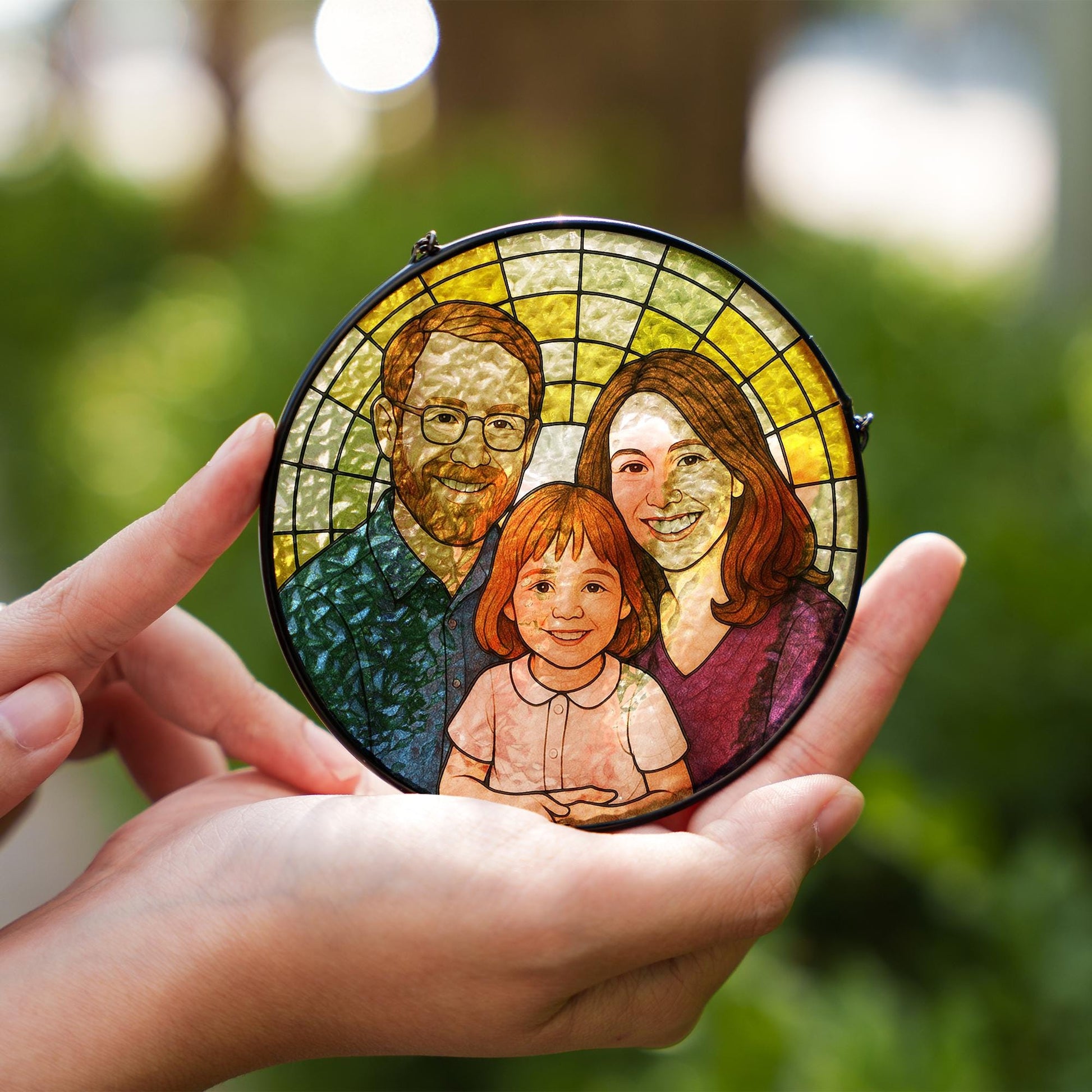 Custom Family Portrait Suncatcher | Personalized Glass Window Hanging | Father’s Day Gift for Dad | Photo to Art Keepsake