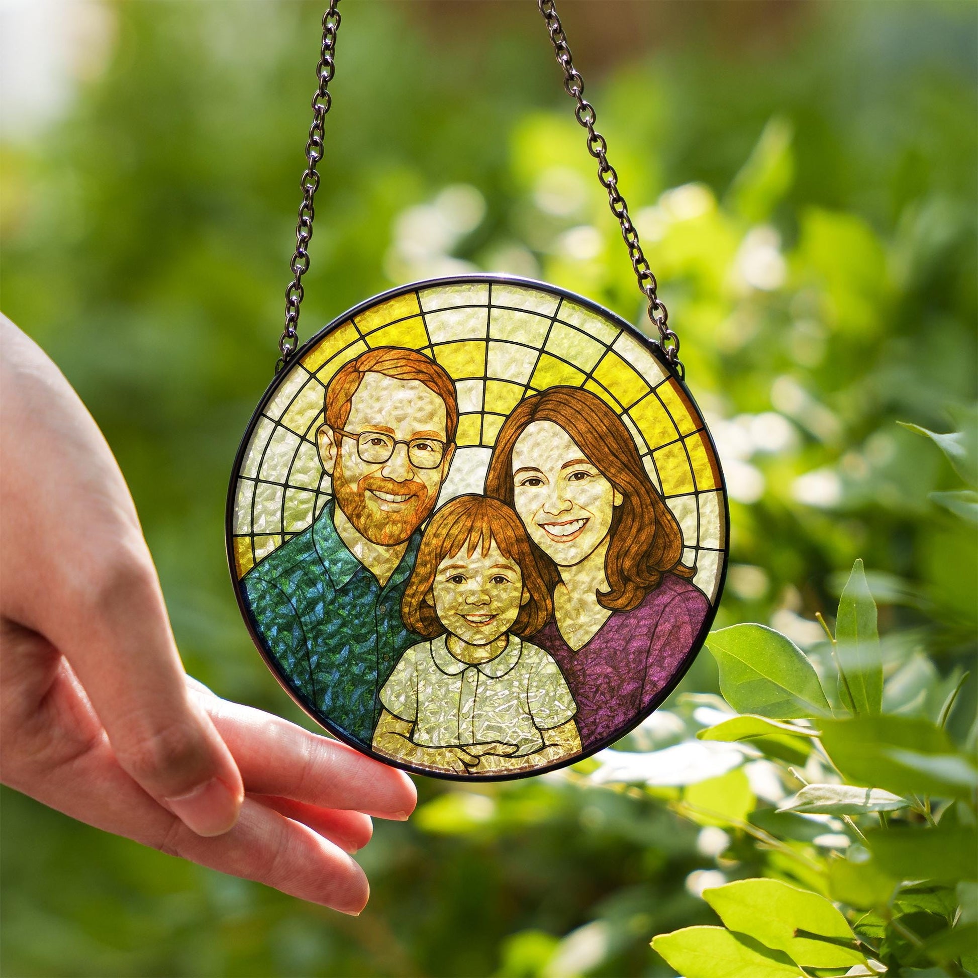 Custom Family Portrait Suncatcher | Personalized Glass Window Hanging | Father’s Day Gift for Dad | Photo to Art Keepsake