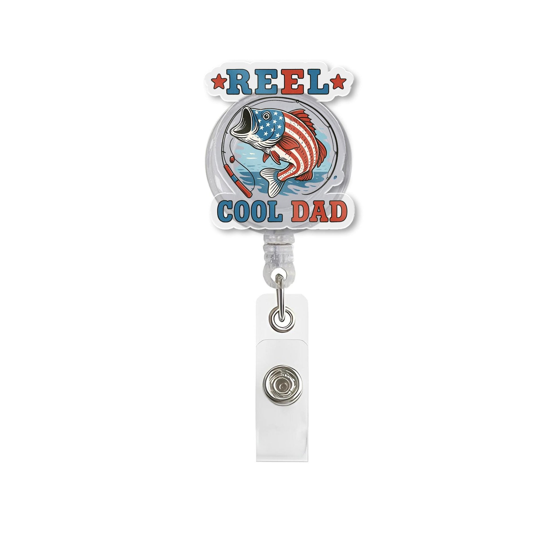 Red Cool Dad Badge Reel | Funny Retractable ID Clip for Dad | Father's Day Gift Idea | Work Badge Holder for Him