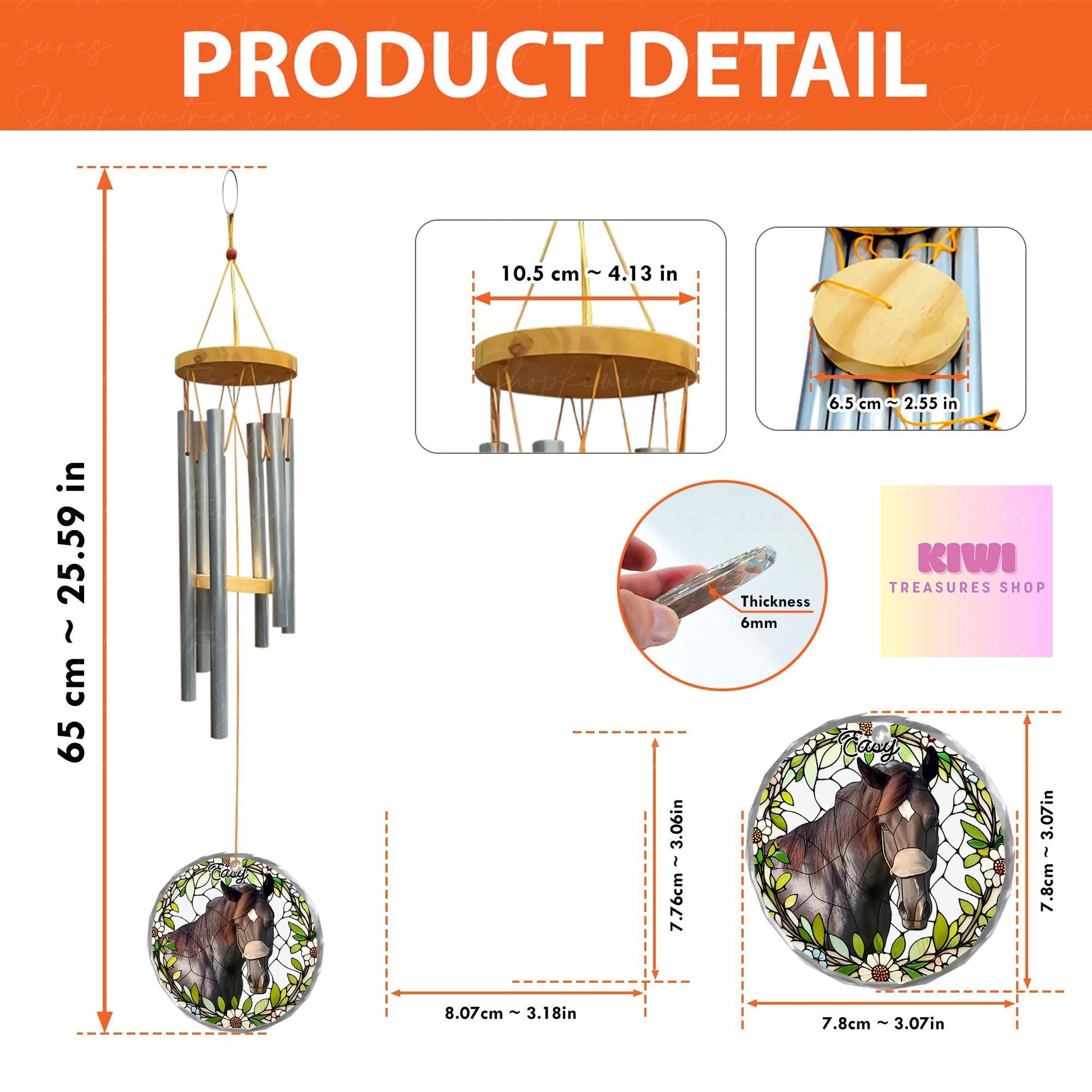 Custom Horse Memorial Wind Chime | Personalized Pet Loss Gift | Equestrian Rainbow Bridge Keepsake | Horse Lover Remembrance Decor