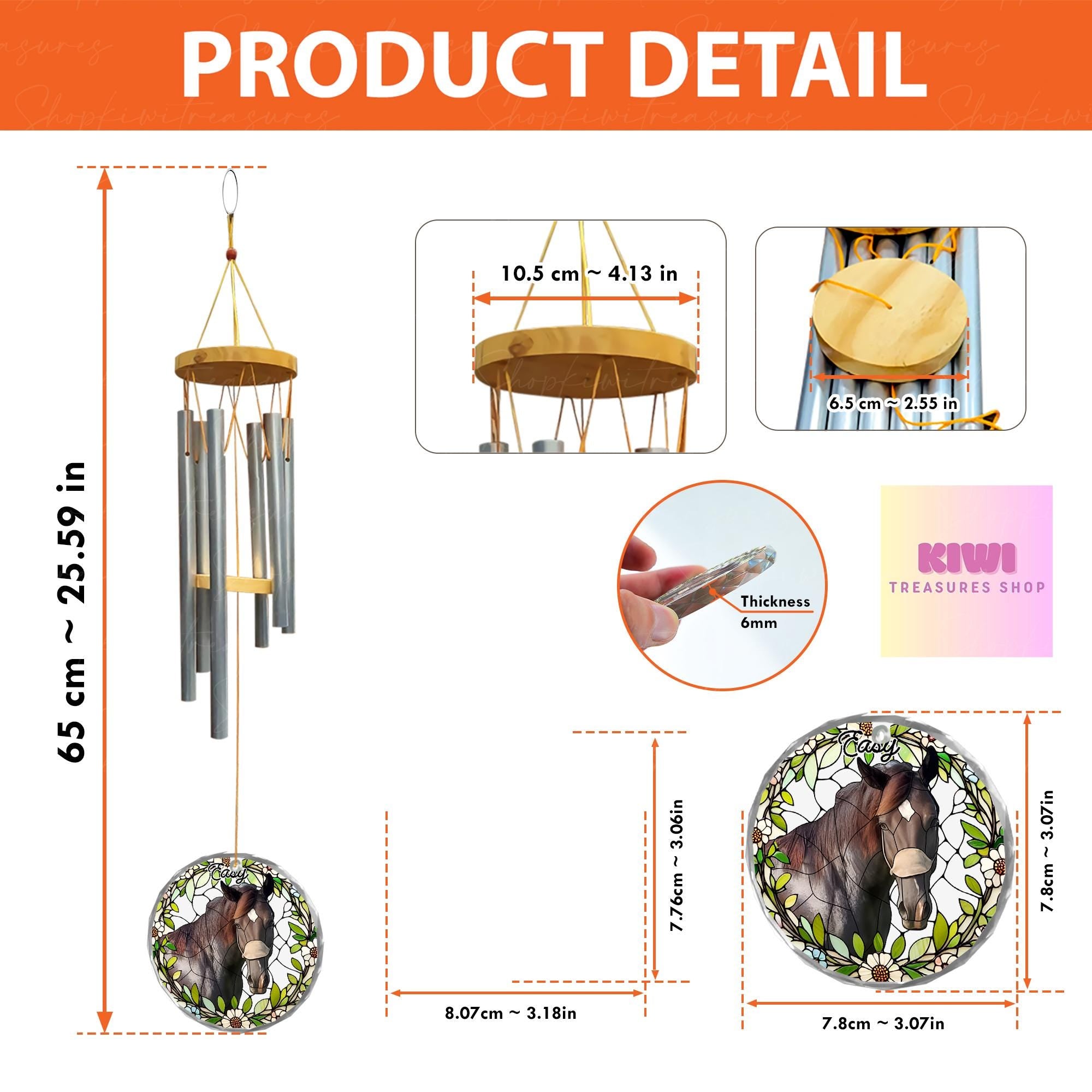 Custom Horse Memorial Wind Chime | Personalized Pet Loss Gift | Equestrian Rainbow Bridge Keepsake | Horse Lover Remembrance Decor