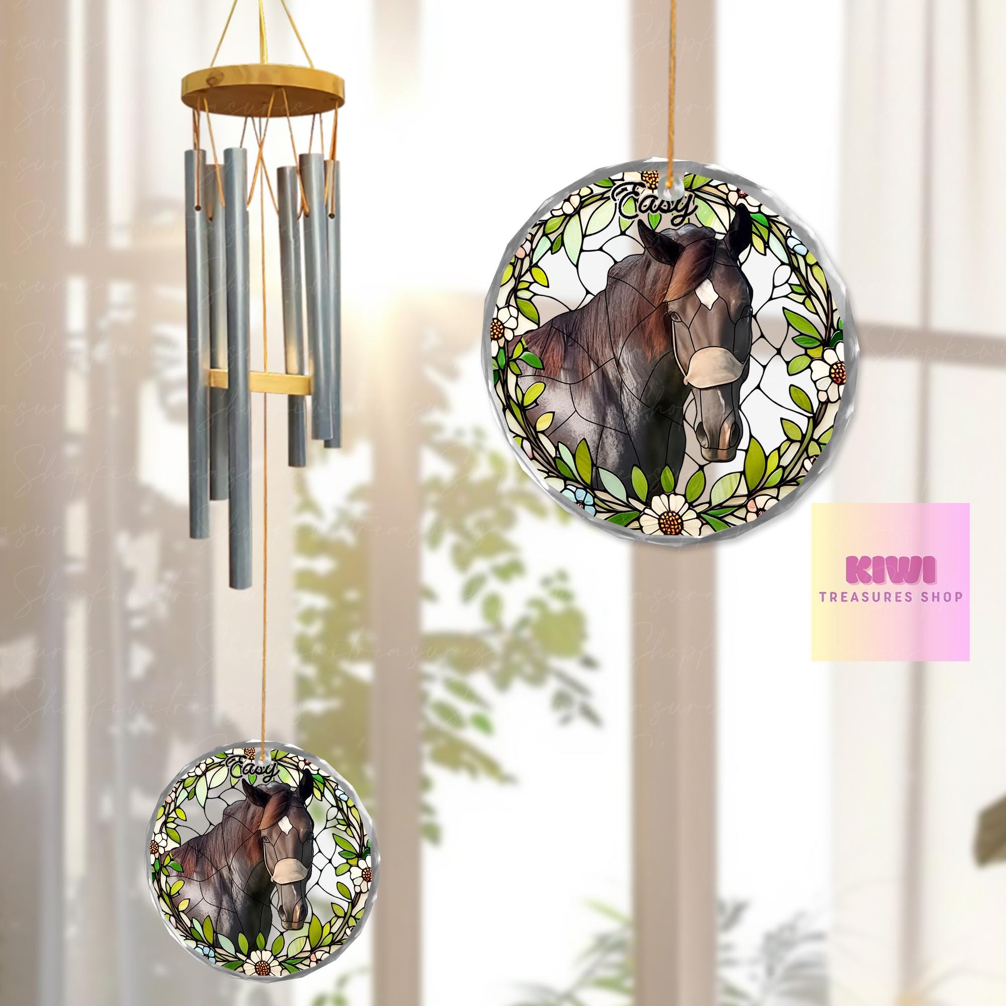 Custom Horse Memorial Wind Chime | Personalized Pet Loss Gift | Equestrian Rainbow Bridge Keepsake | Horse Lover Remembrance Decor
