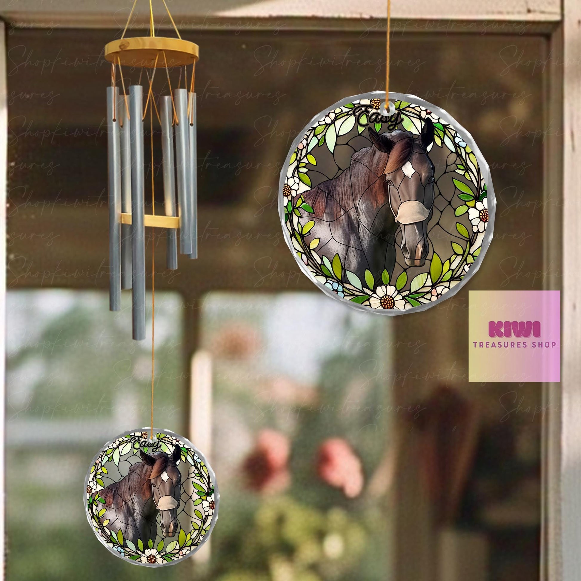 Custom Horse Memorial Wind Chime | Personalized Pet Loss Gift | Equestrian Rainbow Bridge Keepsake | Horse Lover Remembrance Decor