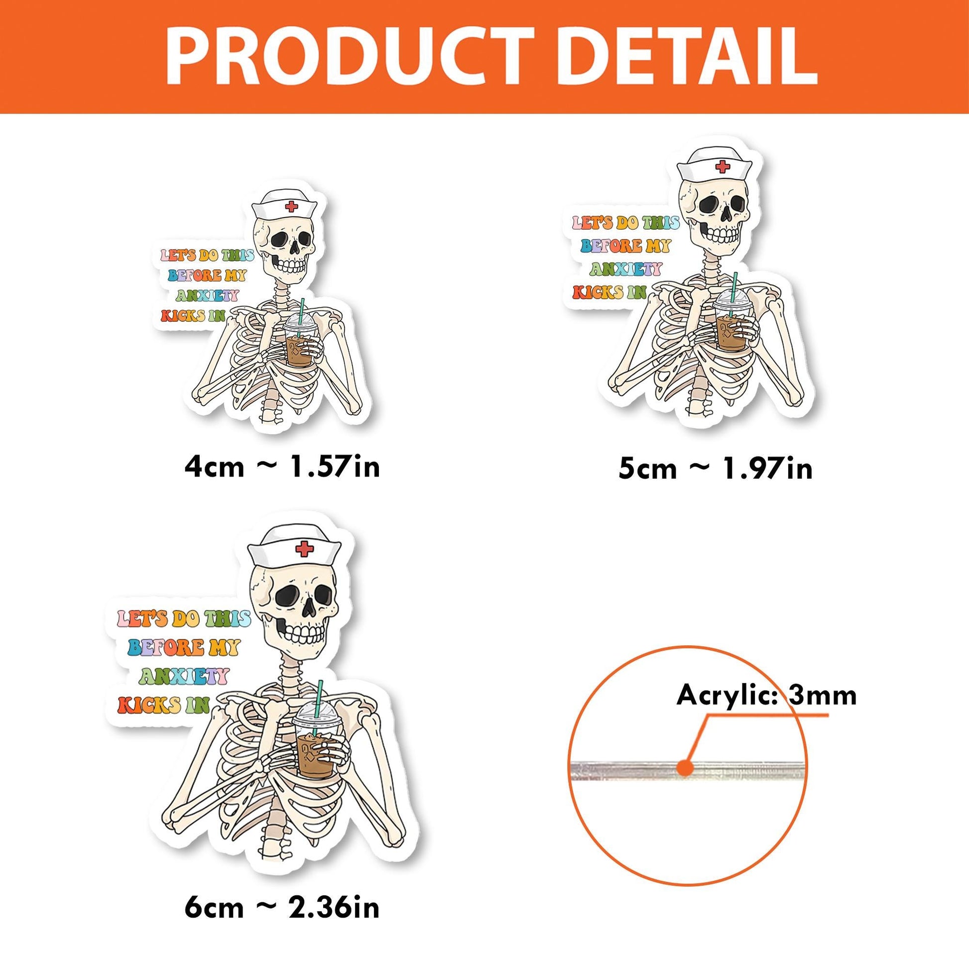 Anxiety Skeleton Badge Reel | Funny Mental Health ID Clip | Relatable Work Accessory | Nurse Badge Holder Gift | Dark Humor Reel