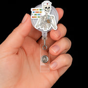Anxiety Skeleton Badge Reel | Funny Mental Health ID Clip | Relatable Work Accessory | Nurse Badge Holder Gift | Dark Humor Reel