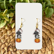 Halloween Opossum Pumpkin Earrings – Cute Spooky Fall Jewelry, Possum Jack-O'-Lantern Earrings for Halloween Lovers and Animal Fans