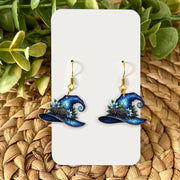 Faux Stained Glass Witch Hat Earrings – Floral Halloween Jewelry, Spooky Gift for Her, Cute Witchcore Accessory, Gothic Charm