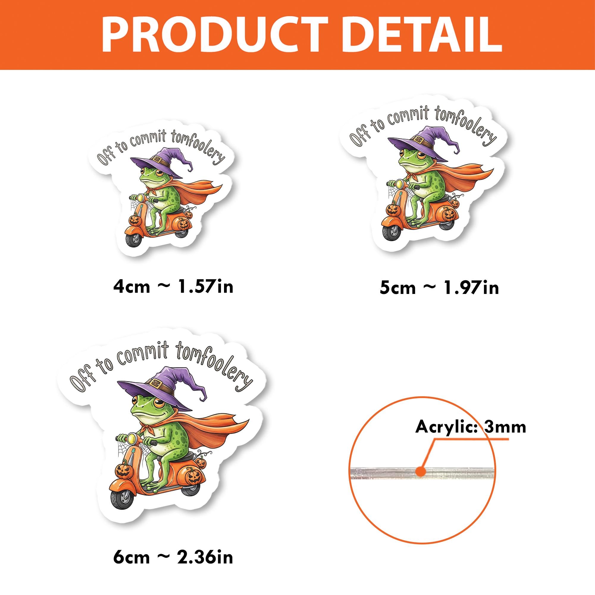 Funny Frog Witch Sticker Keychain – Halloween Scooter Sticker Cute Tomfoolery Gift
