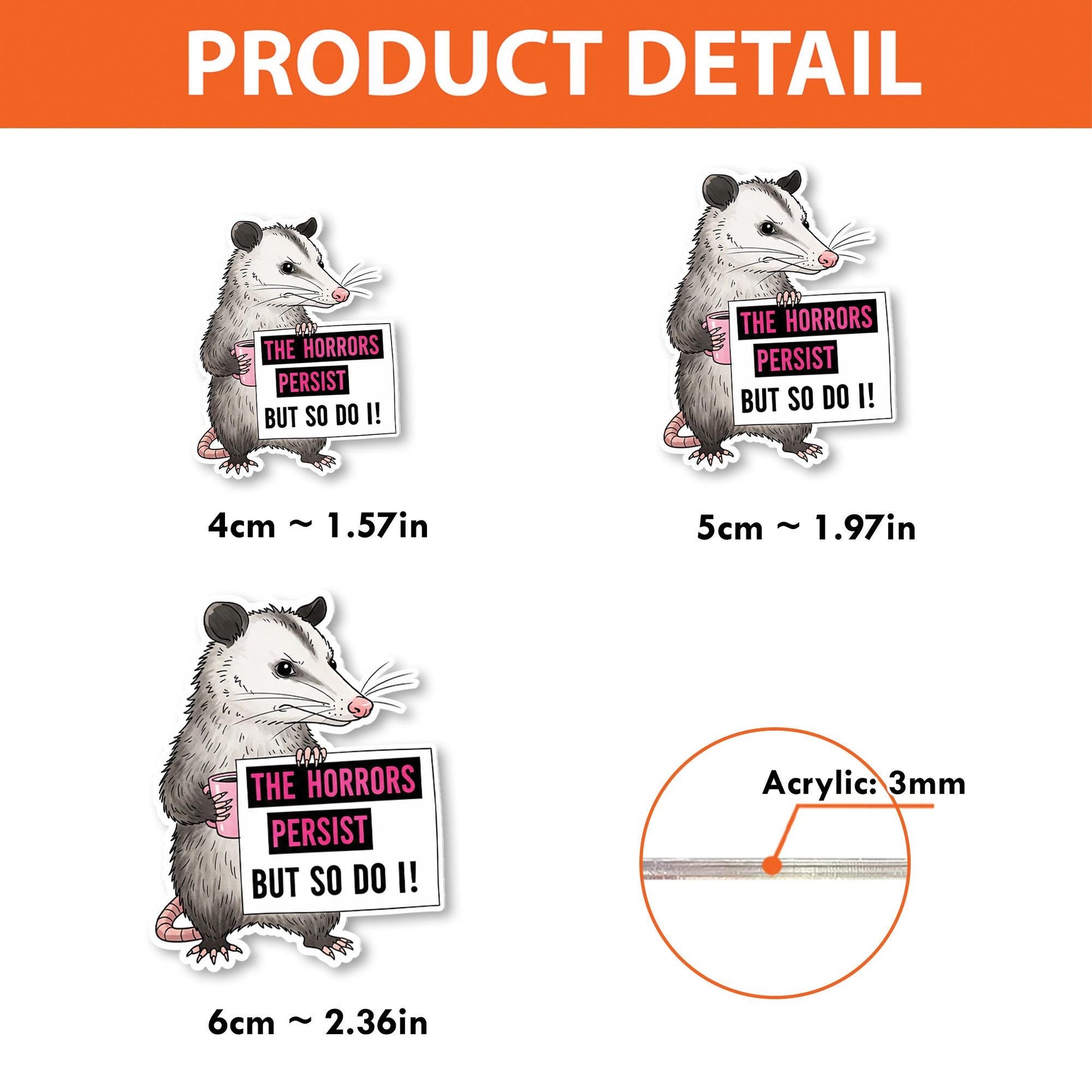 Possum Badge Reel, The Horrors Persist But So Do I ID Clip, Funny Badge Holder, Mental Health Gift, Resilient Badge Reel