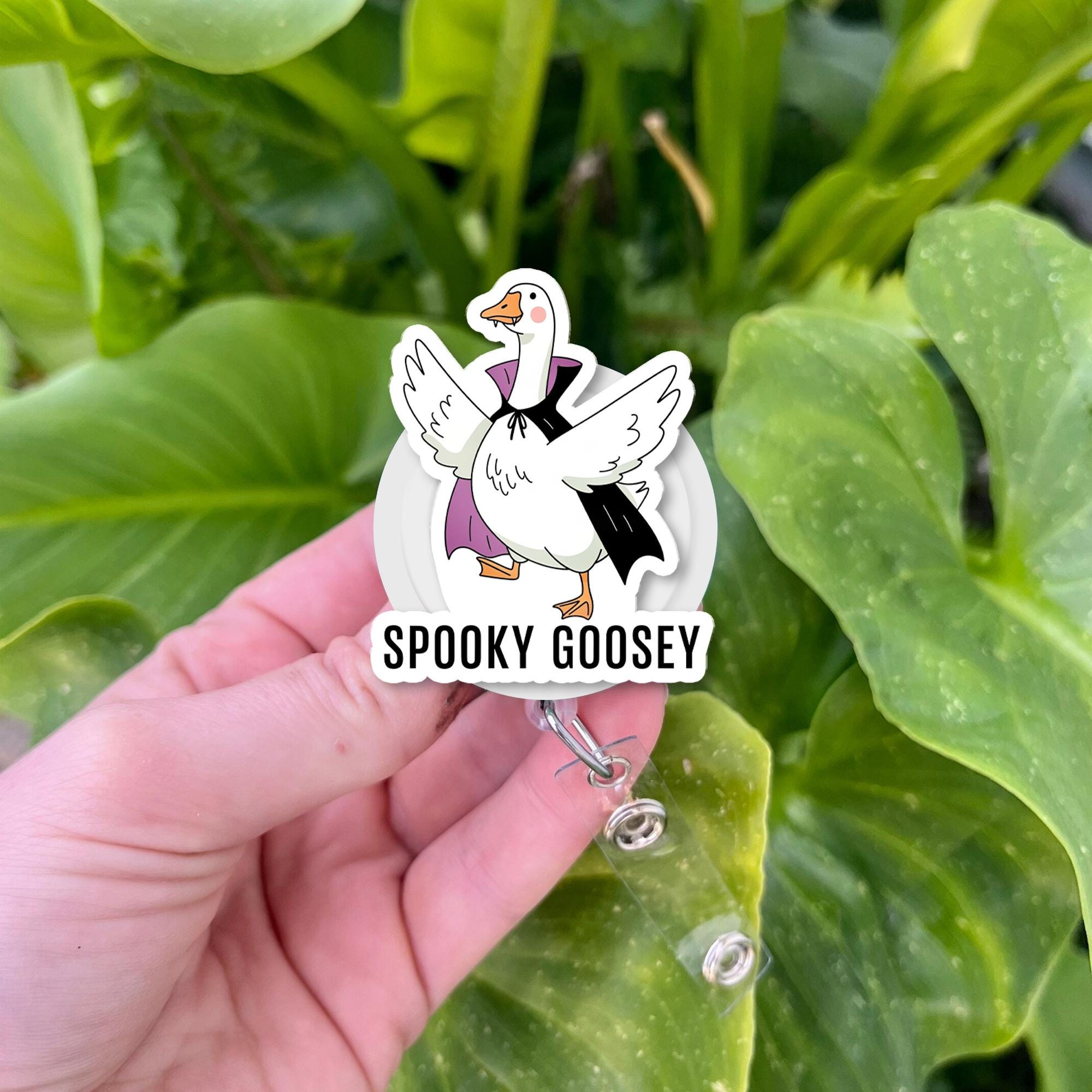 Spooky Goosey Badge Reel – Funny Halloween Goose ID Holder, Cute Nurse Badge, Teacher Gift, Fall Clip for Work or Classroom
