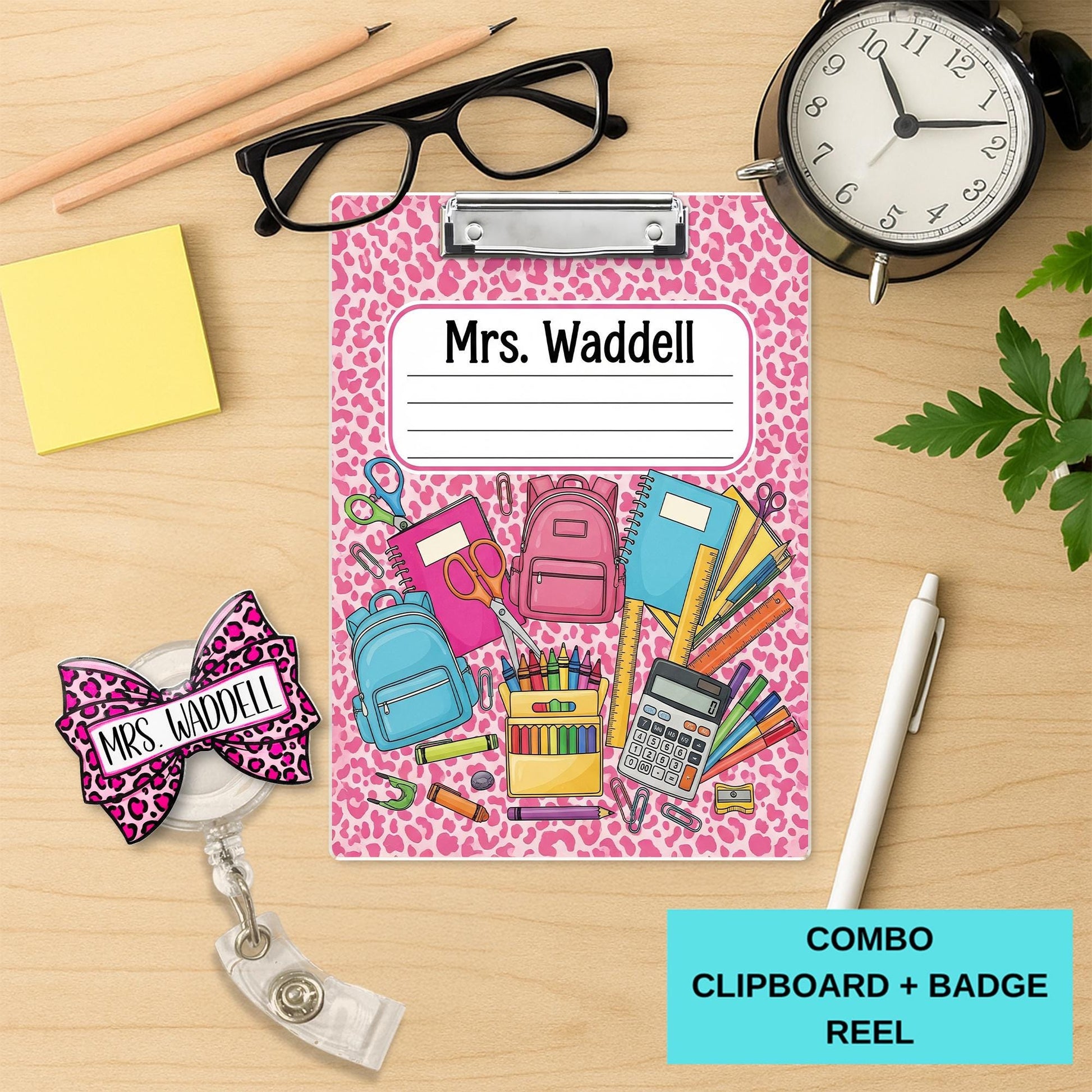 Personalized Teacher Clipboard, Custom Name School Clipboard, Back to School Gift, Cute Pink Teacher Clipboard, Classroom Supplies
