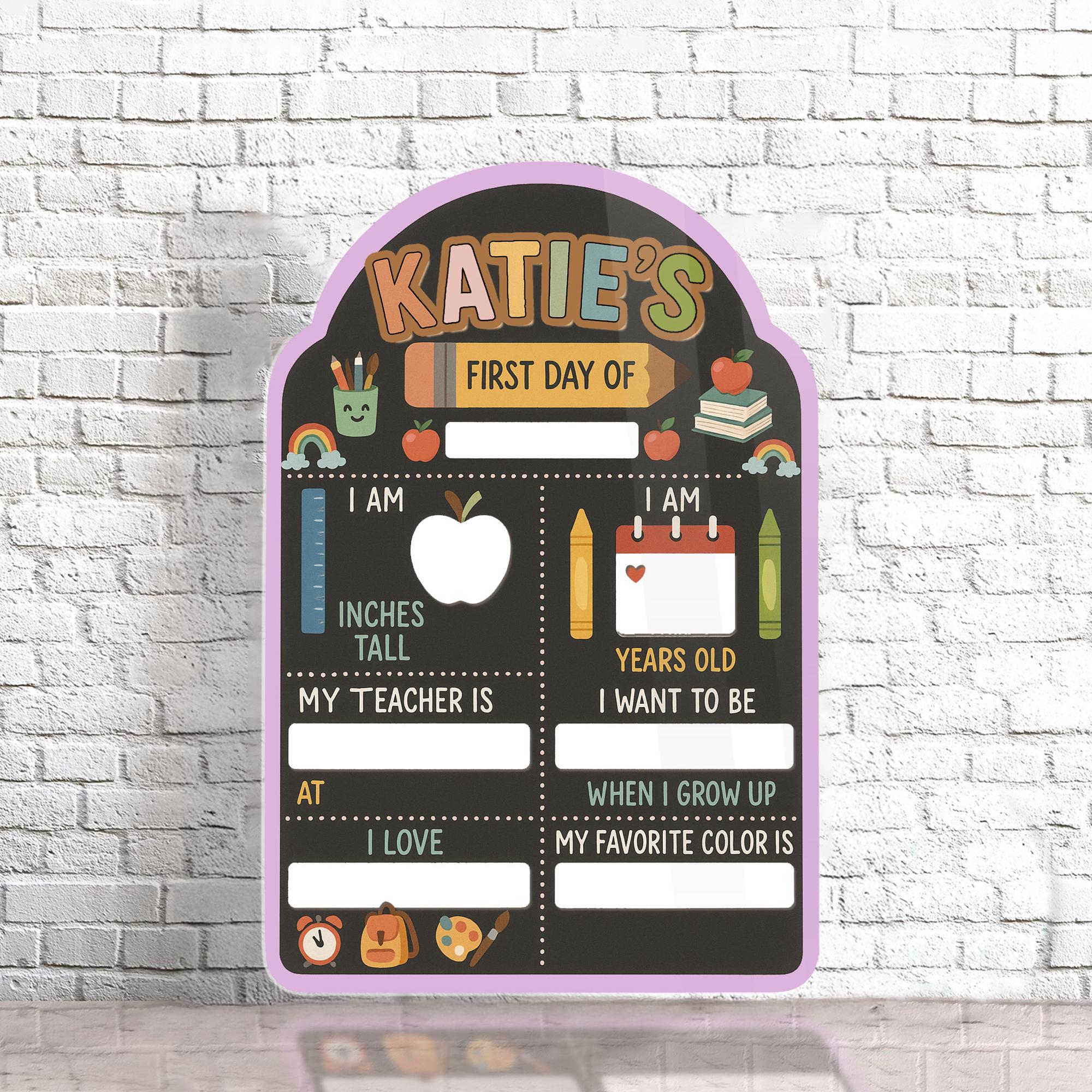Custom First Day of School Board – Reusable Milestone Sign for Kids – Chalkboard Style Sign – Back to School Photo Prop for Girls & Boys
