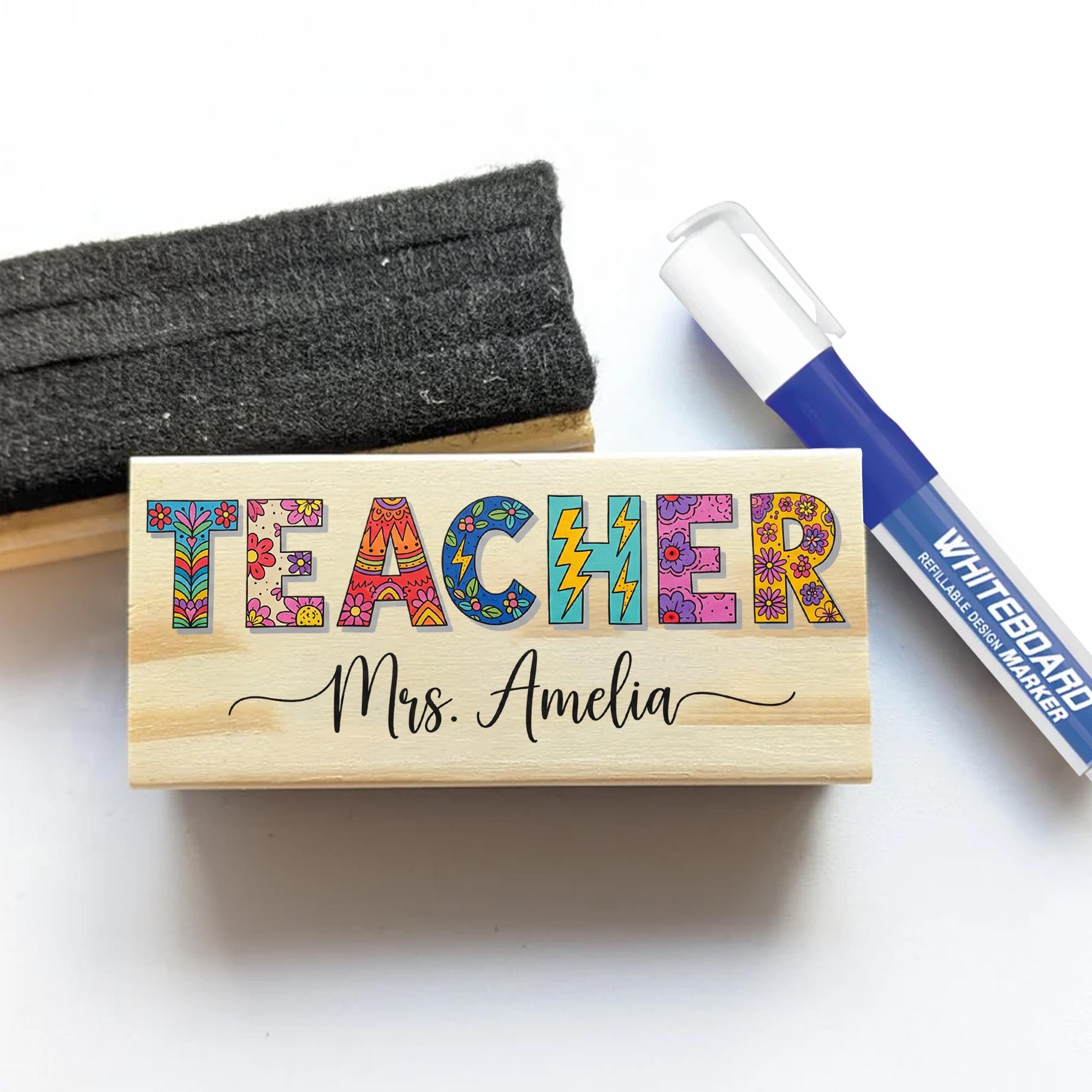 Personalized Teacher Eraser, Custom Name Chalkboard Eraser, Gift for Teachers, Classroom Decor, Back to School Teacher Gift
