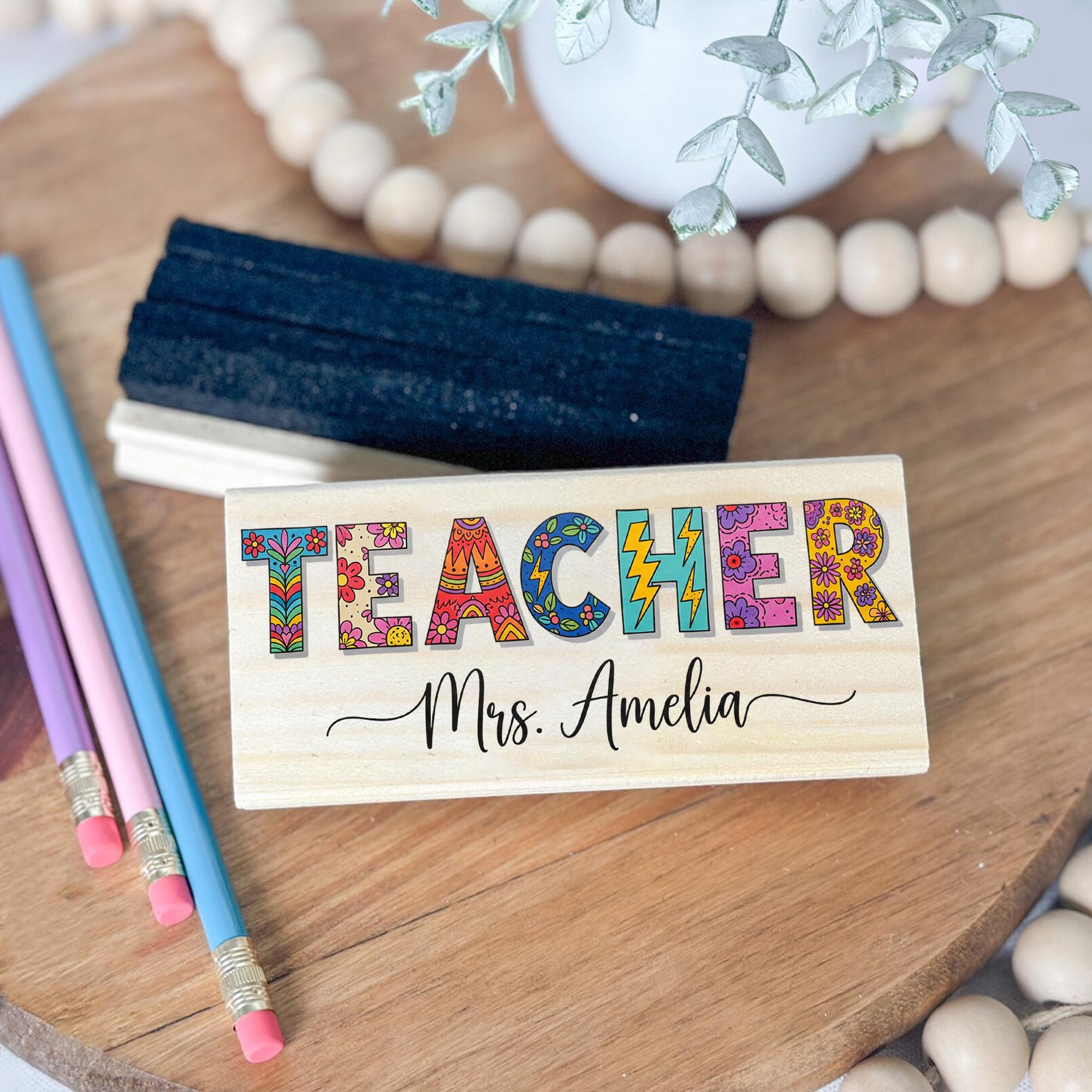 Personalized Teacher Eraser, Custom Name Chalkboard Eraser, Gift for Teachers, Classroom Decor, Back to School Teacher Gift