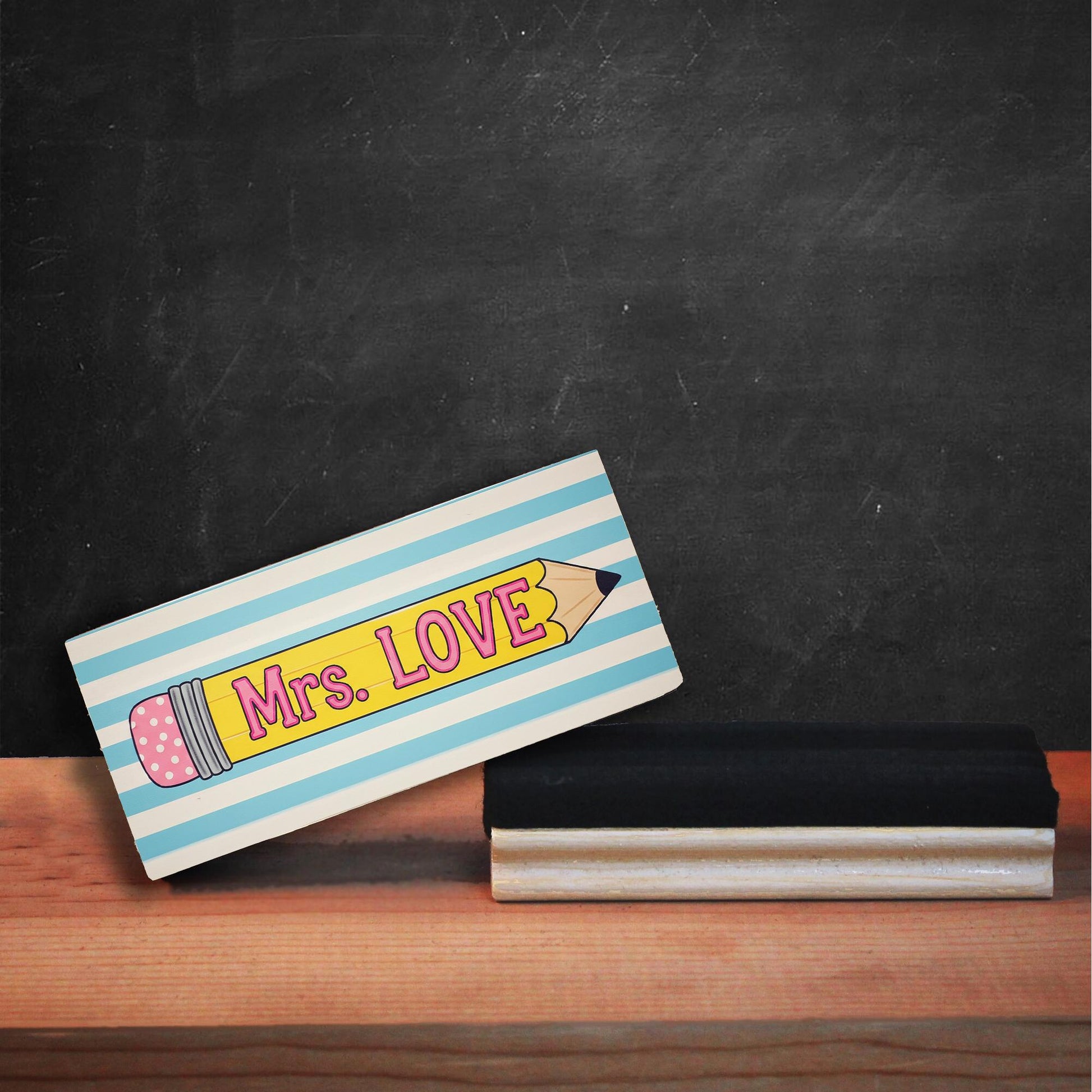 Personalized Mini Eraser Chalkboard Set, Teacher Desk Decor, Classroom Chalkboard, Reusable Erasers, Small Blackboard for School or Home