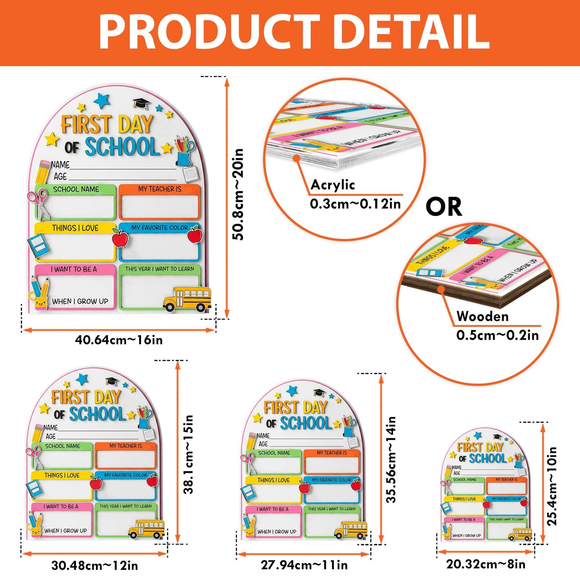 Reusable First Day of School Board Sign, Back to School Photo Prop,Kids Dry Erase Board,First Day Sign, School Memory Board,School Milestone