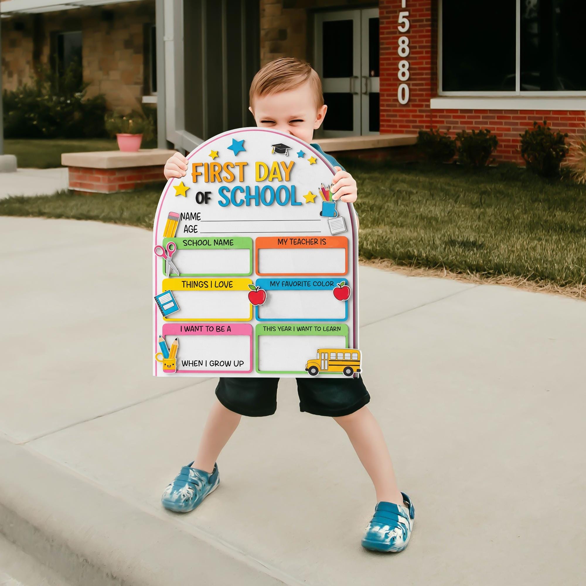 Reusable First Day of School Board Sign, Back to School Photo Prop,Kids Dry Erase Board,First Day Sign, School Memory Board,School Milestone