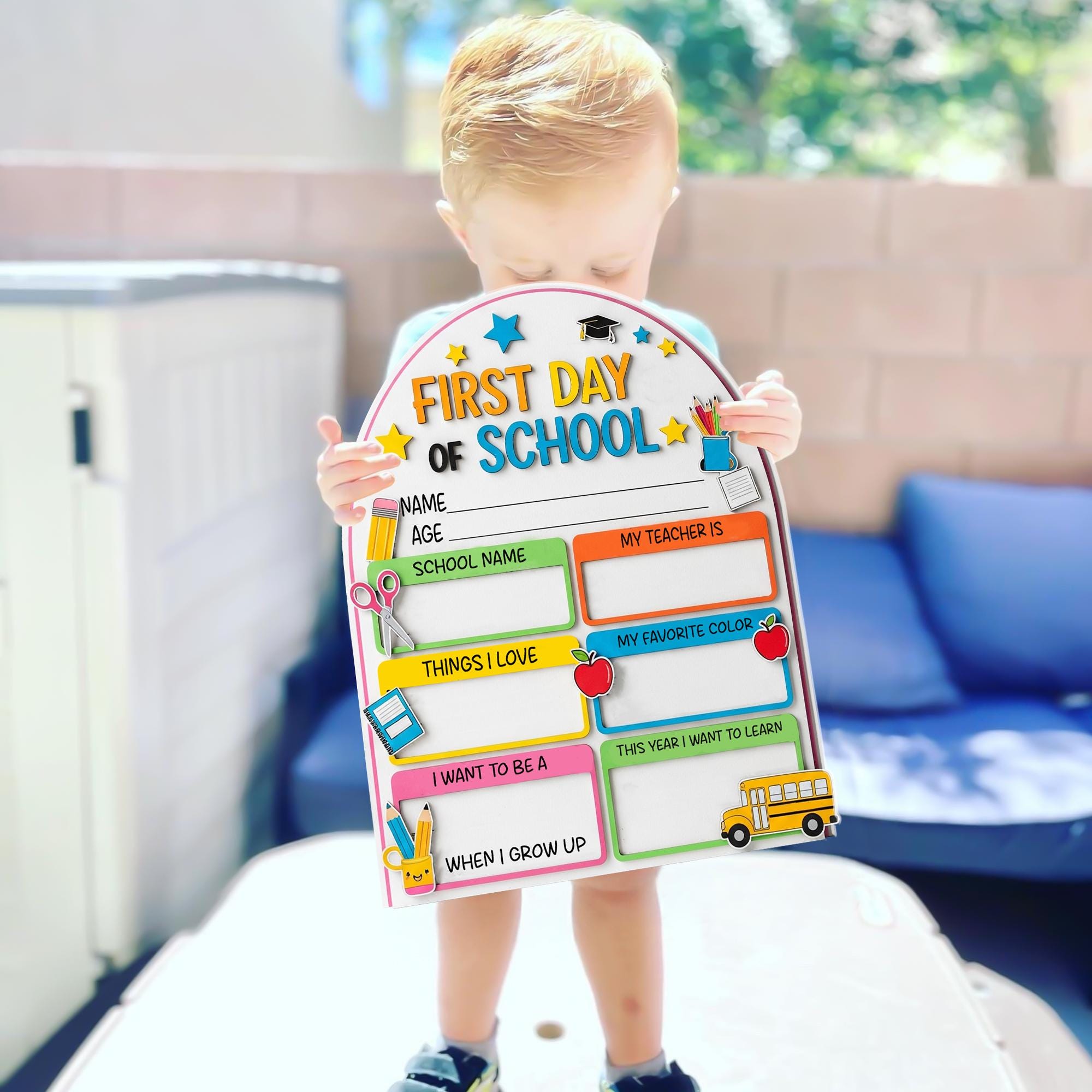 Reusable First Day of School Board Sign, Back to School Photo Prop,Kids Dry Erase Board,First Day Sign, School Memory Board,School Milestone