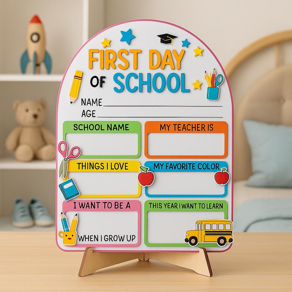 Reusable First Day of School Board Sign, Back to School Photo Prop,Kids Dry Erase Board,First Day Sign, School Memory Board,School Milestone