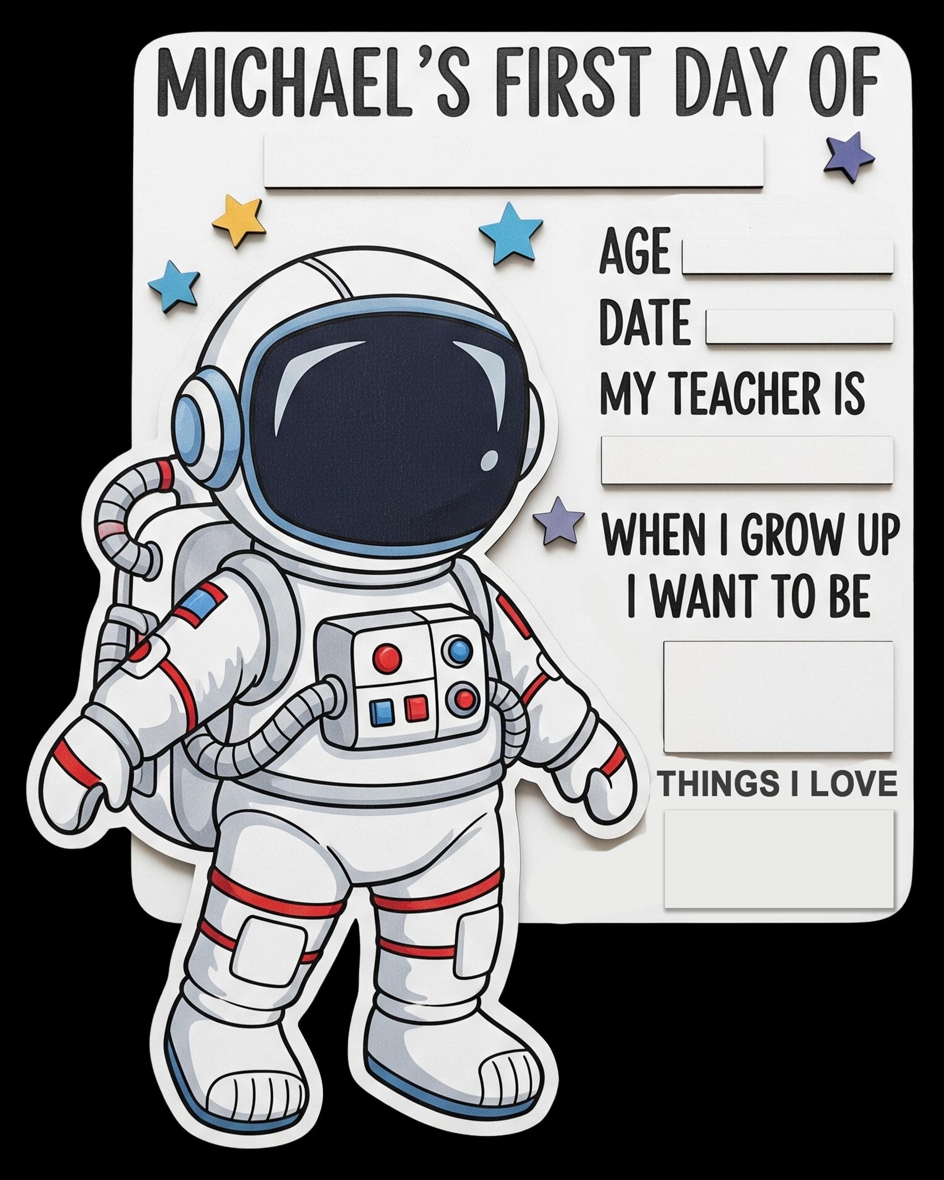 Astronaut First Day of School Sign, Custom Space Theme School Board, Back to School Photo Prop, Kids Milestone Board, Reusable Sign