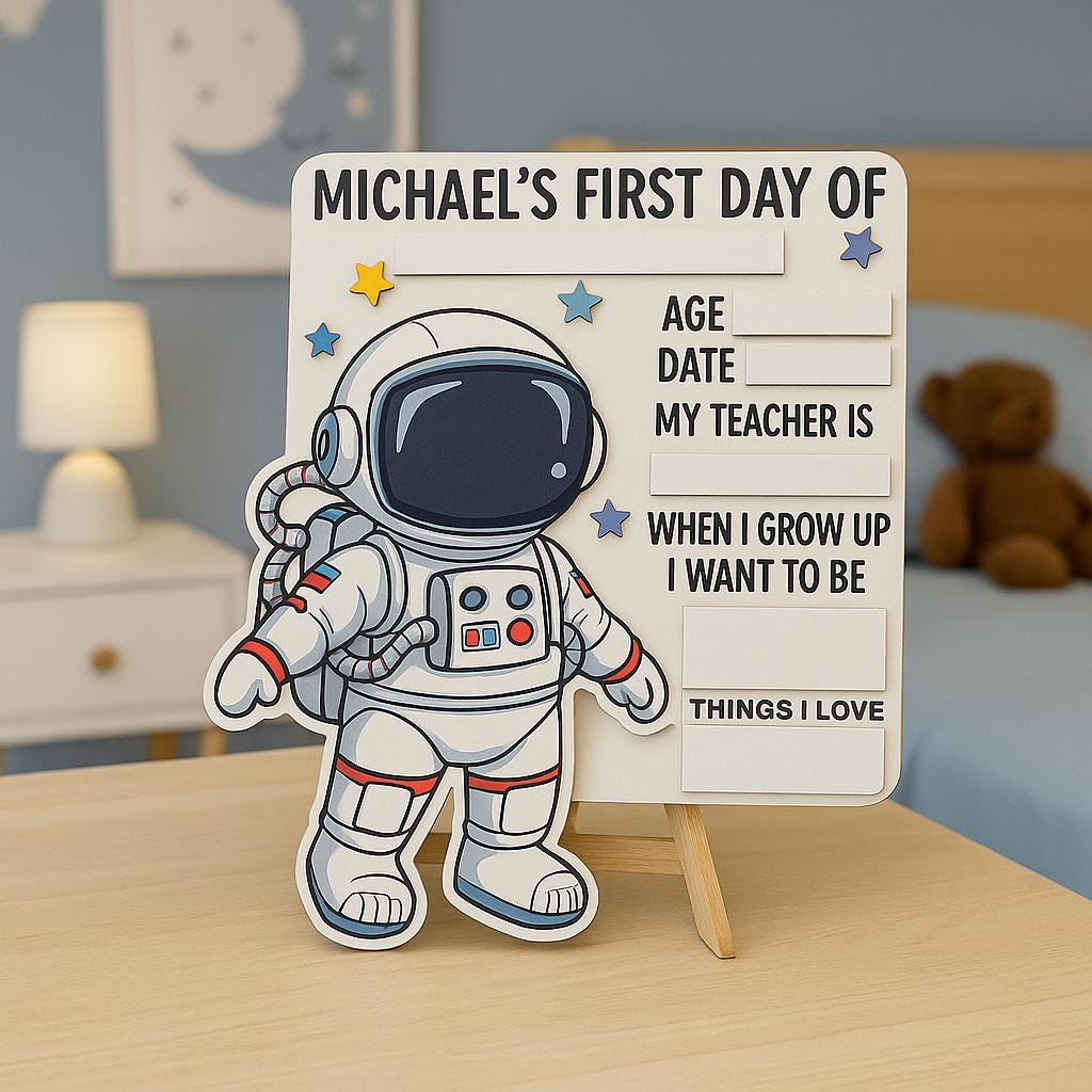 Astronaut First Day of School Sign, Custom Space Theme School Board, Back to School Photo Prop, Kids Milestone Board, Reusable Sign