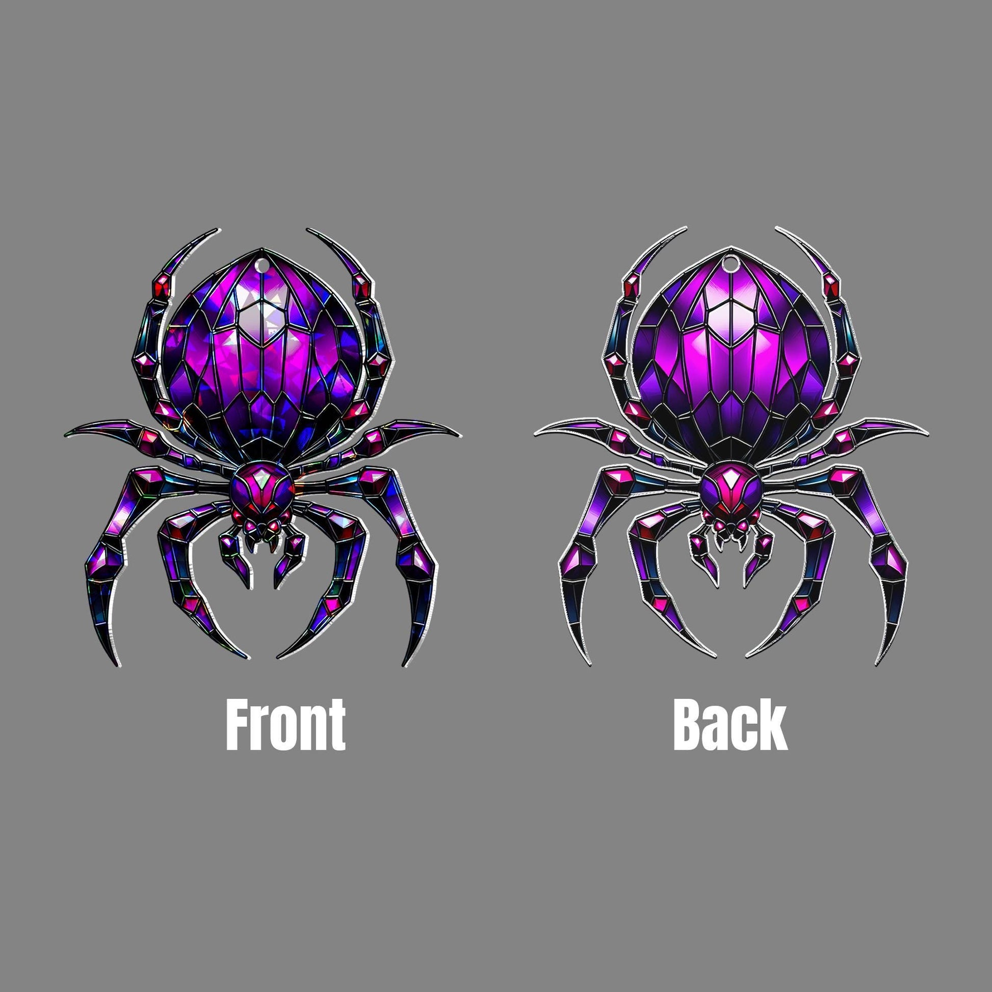 Purple Spider Suncatcher - Halloween Stained Glass Window Hanging - Gothic Insect Decor - Creepy Cute Fall Ornament