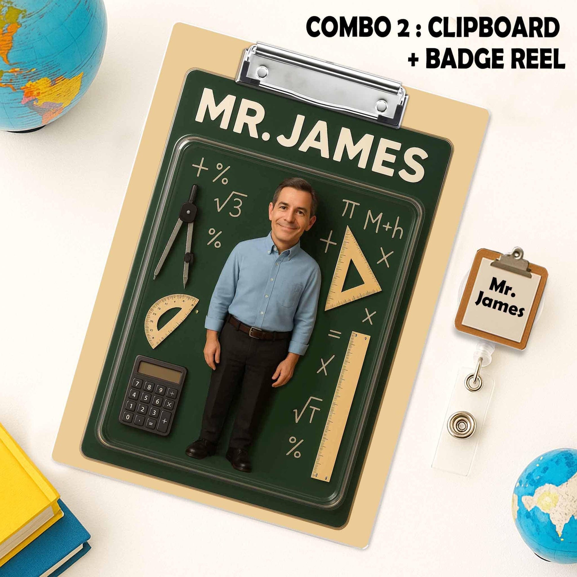 Custom Math Teacher Clipboard, Personalized Photo Gift, Back to School, Unique Classroom Decor, Teacher Appreciation, Teacher Supplies Gift