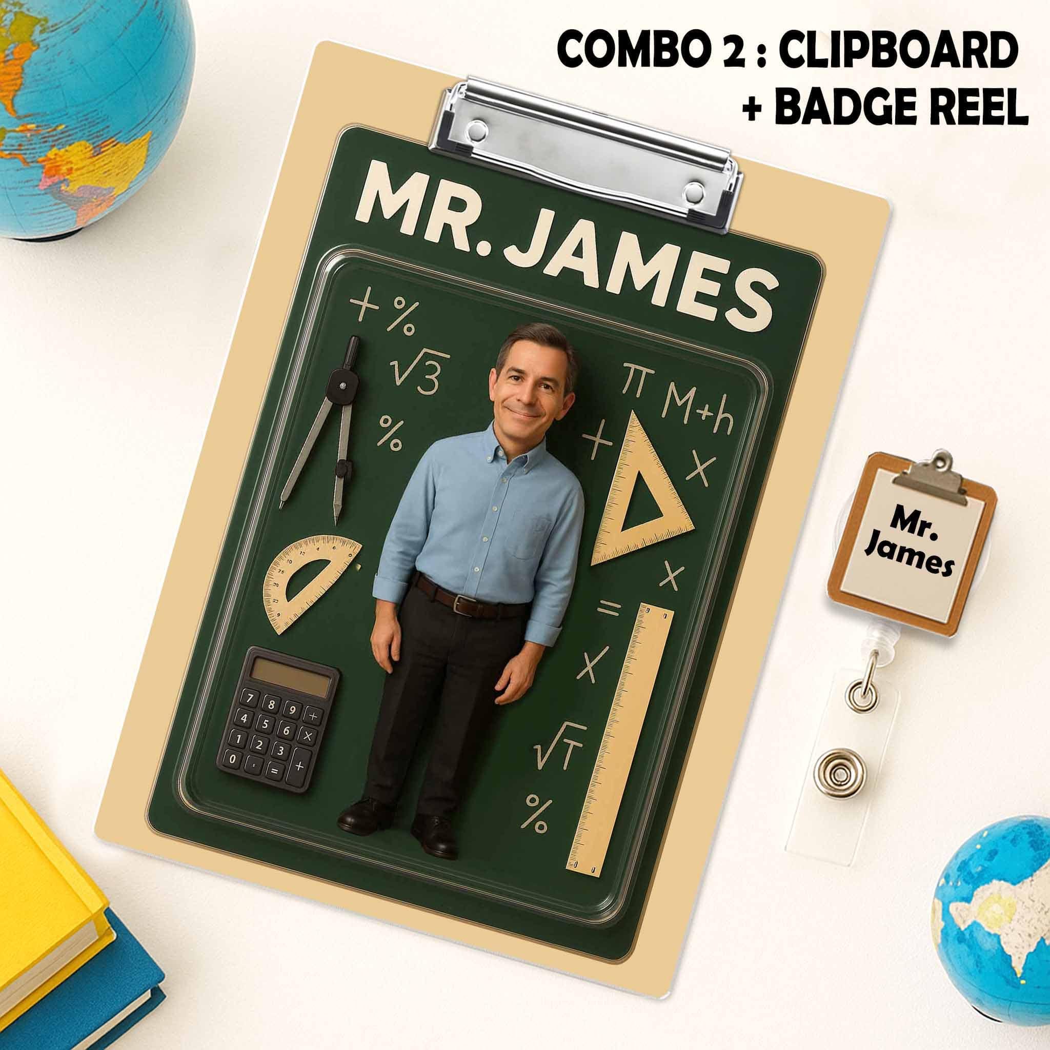 Custom Math Teacher Clipboard, Personalized Photo Gift, Back to School, Unique Classroom Decor, Teacher Appreciation, Teacher Supplies Gift