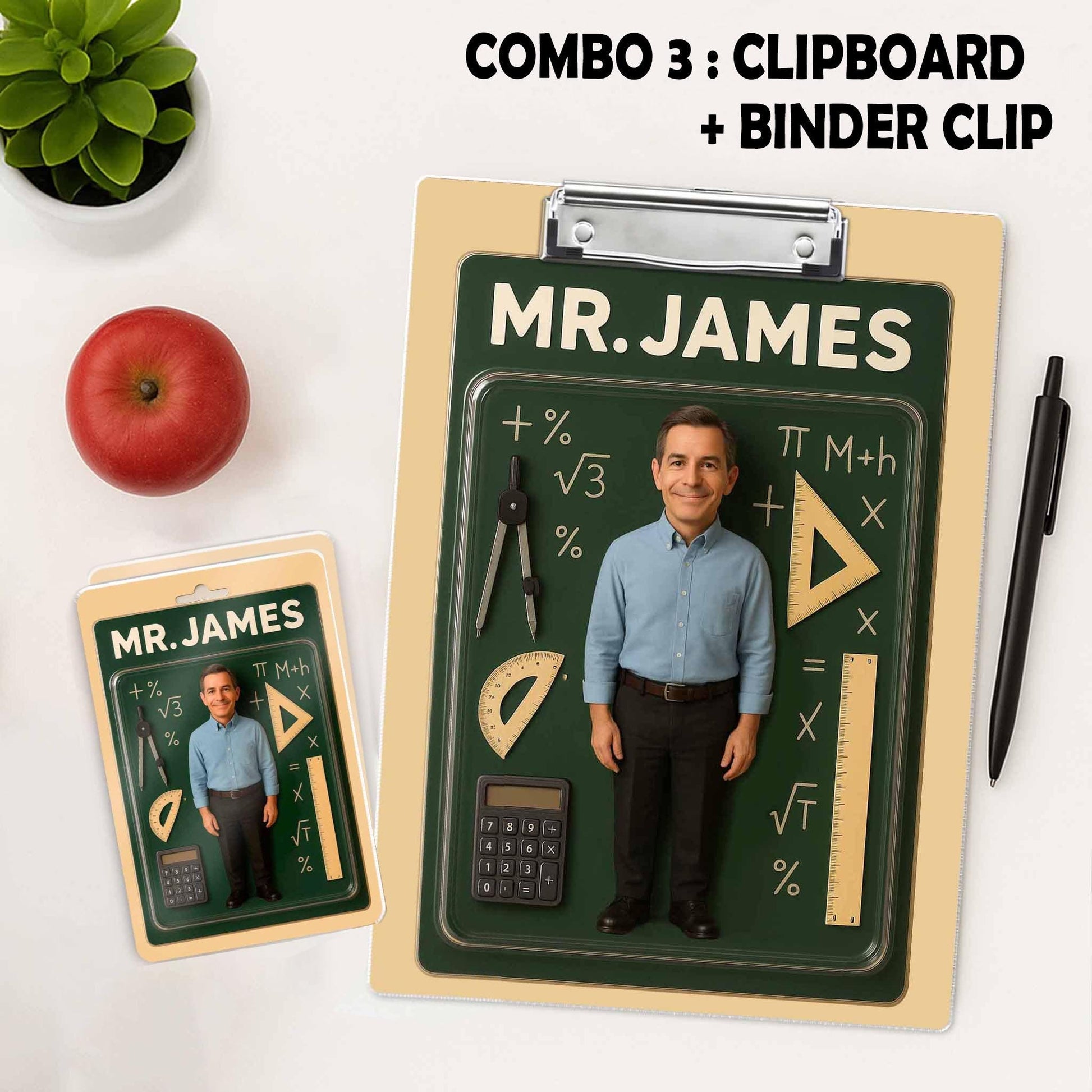 Custom Math Teacher Clipboard, Personalized Photo Gift, Back to School, Unique Classroom Decor, Teacher Appreciation, Teacher Supplies Gift