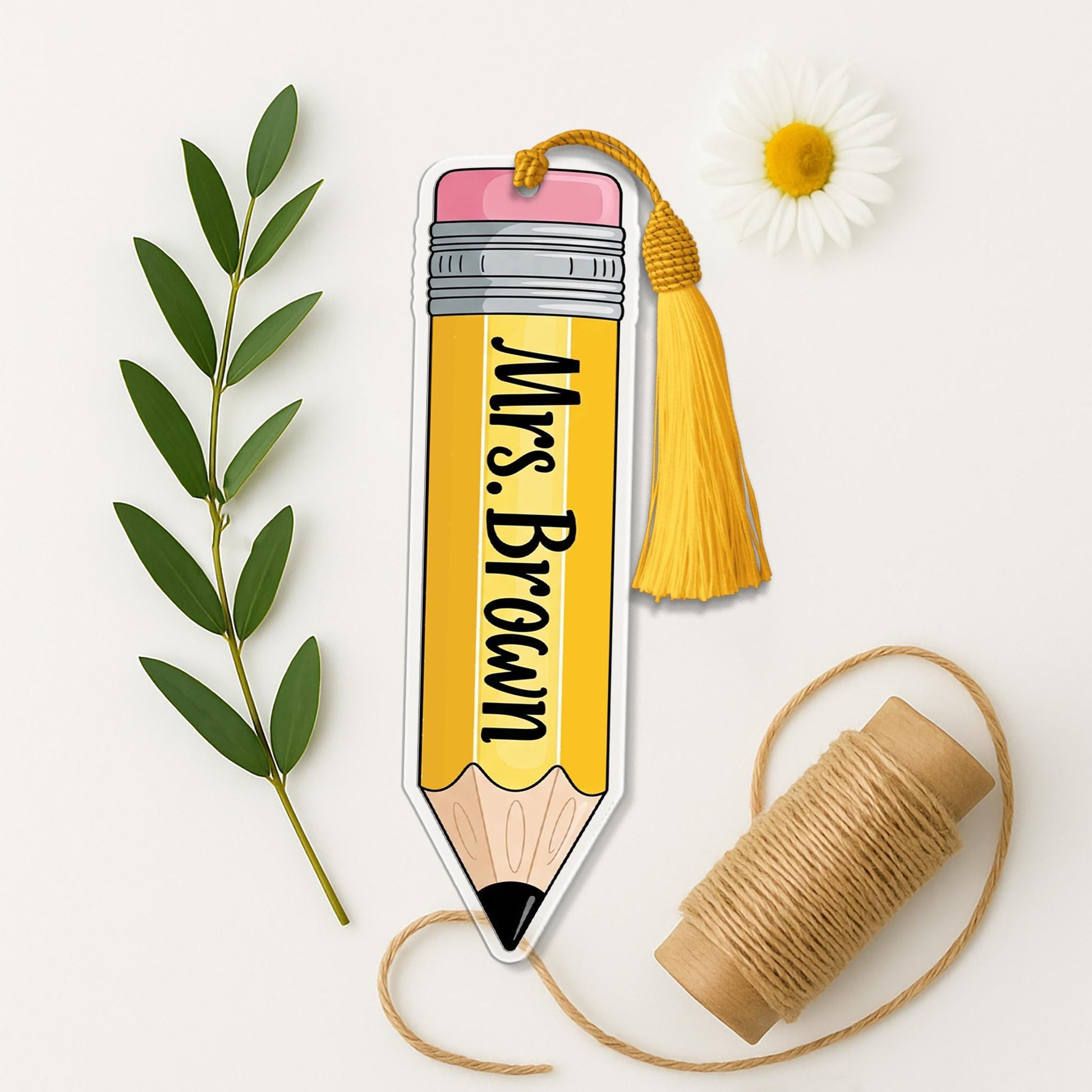 Custom Teacher Bookmark, Pencil Shaped Name Tag, Personalized Gift, Back to School, Cute Classroom Favor, Unique Teacher Gift