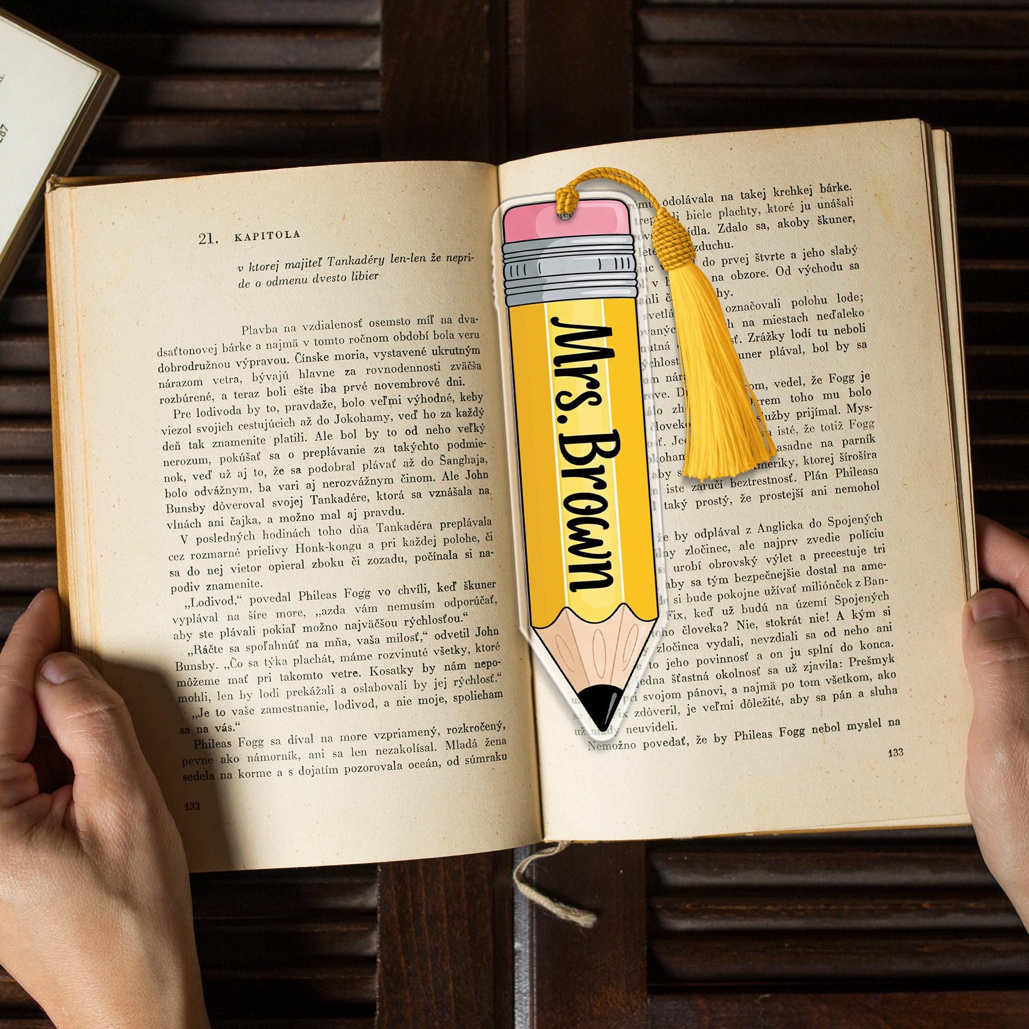 Custom Teacher Bookmark, Pencil Shaped Name Tag, Personalized Gift, Back to School, Cute Classroom Favor, Unique Teacher Gift
