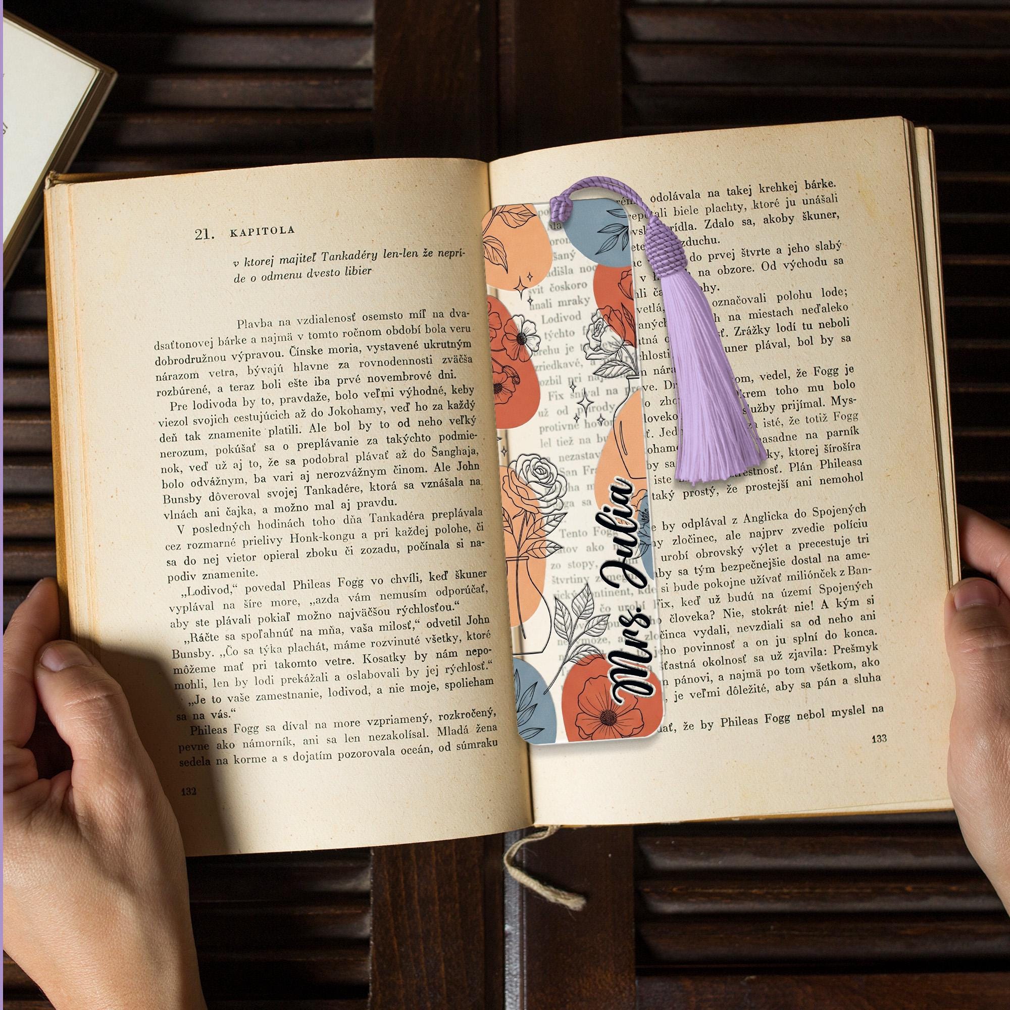 Personalized Floral Teacher Bookmark, Custom Name Gift, Unique Back to School, Teacher Appreciation, Stylish Boho Bookmark